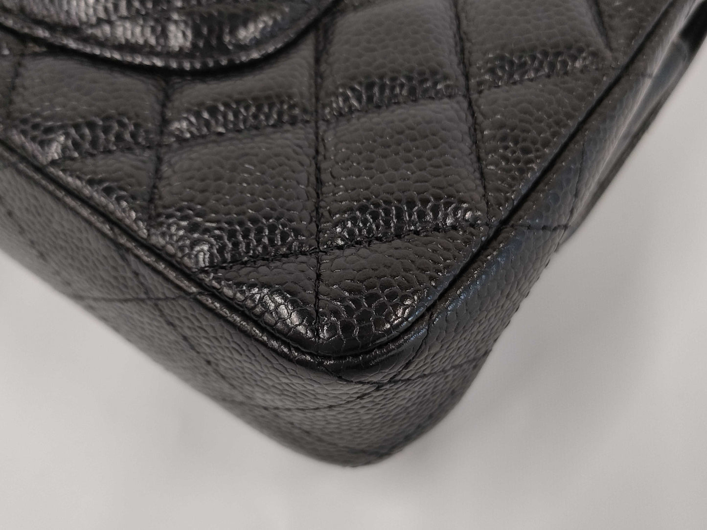 CHANEL CHANEL Double Fumatelasse Caviar Leather Chain Shoulder Bag
