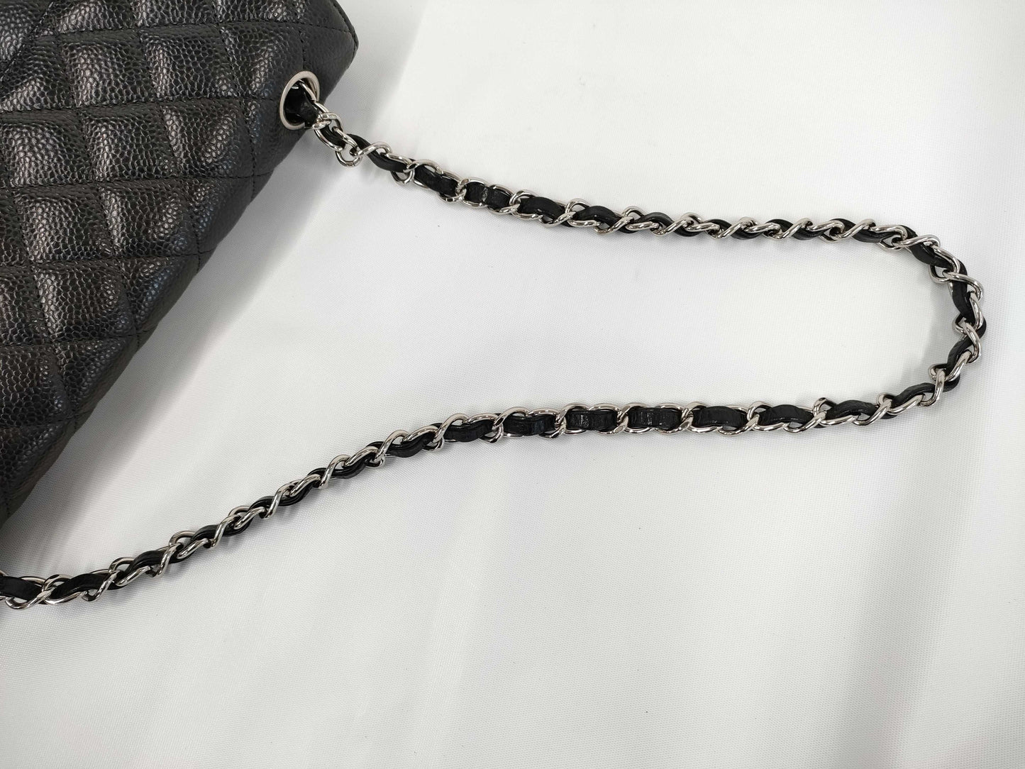 CHANEL CHANEL Double Fumatelasse Caviar Leather Chain Shoulder Bag