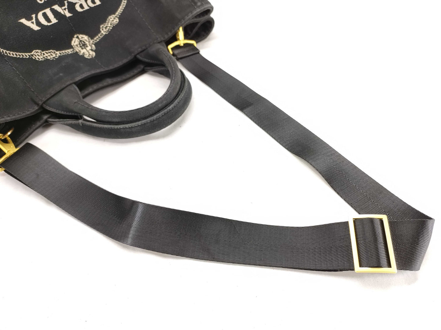PRADA PRADA Canapa 2-way shoulder bag, black tote bag