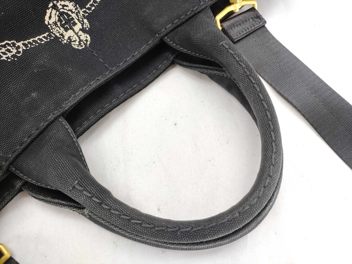 PRADA PRADA Canapa 2-way shoulder bag, black tote bag