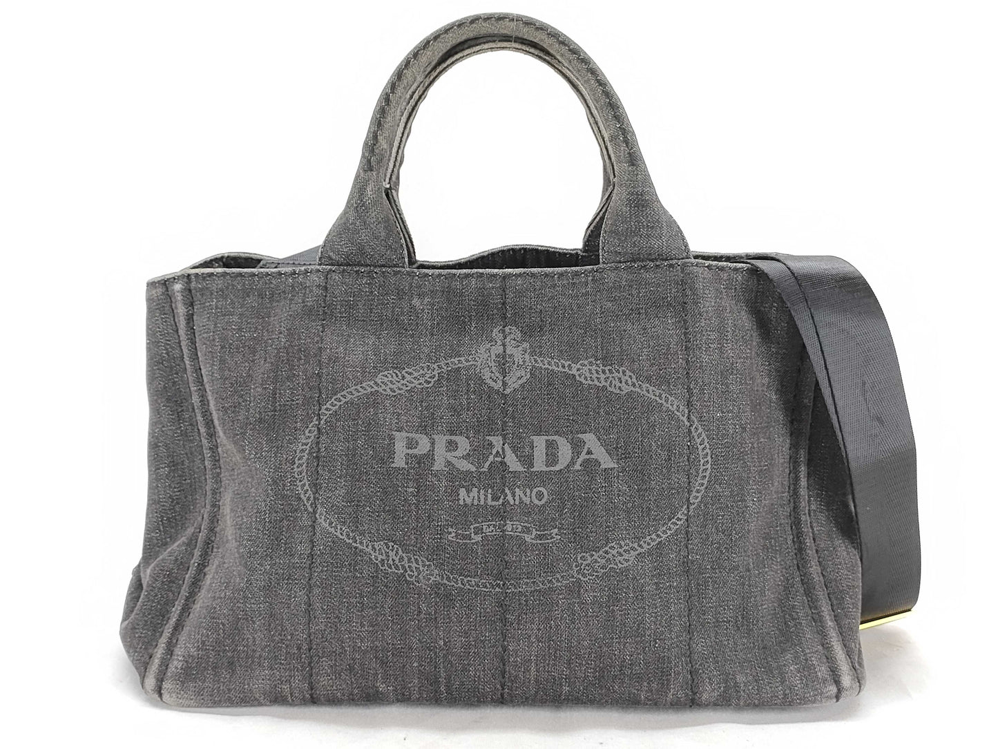 PRADA PRADA Canapa 2-way shoulder bag, gray tote bag