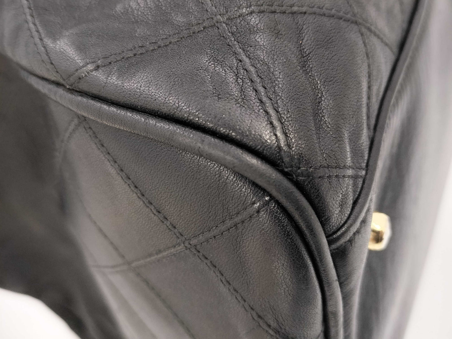 CHANEL Bicolor Coco Mark 2-way Leather Shoulder Bag/Boston Bag