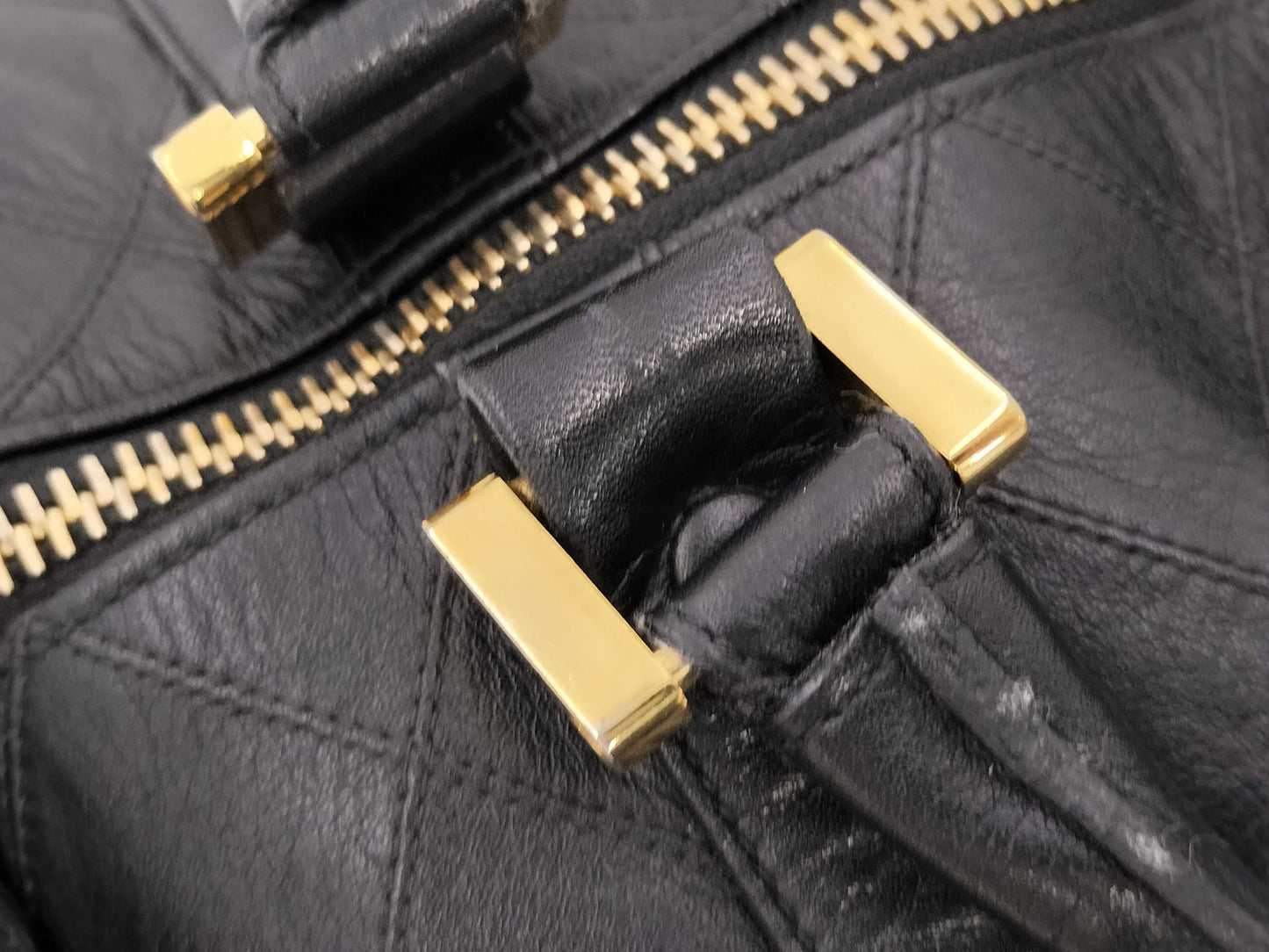 CHANEL Bicolor Coco Mark 2-way Leather Shoulder Bag/Boston Bag