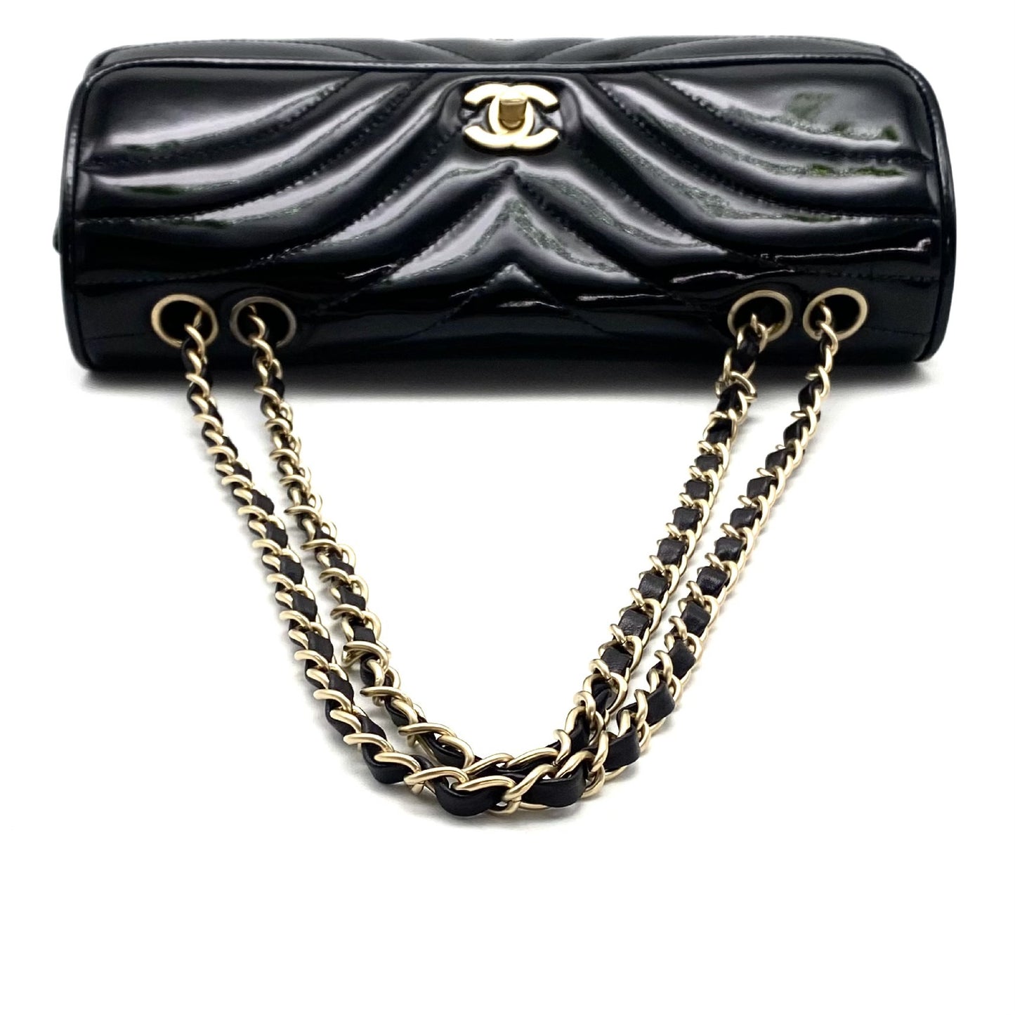 CHANEL CHANEL Matelasse Wave Stitch Turnlock Coco Mark Patent Leather Chain Hand Shoulder Bag