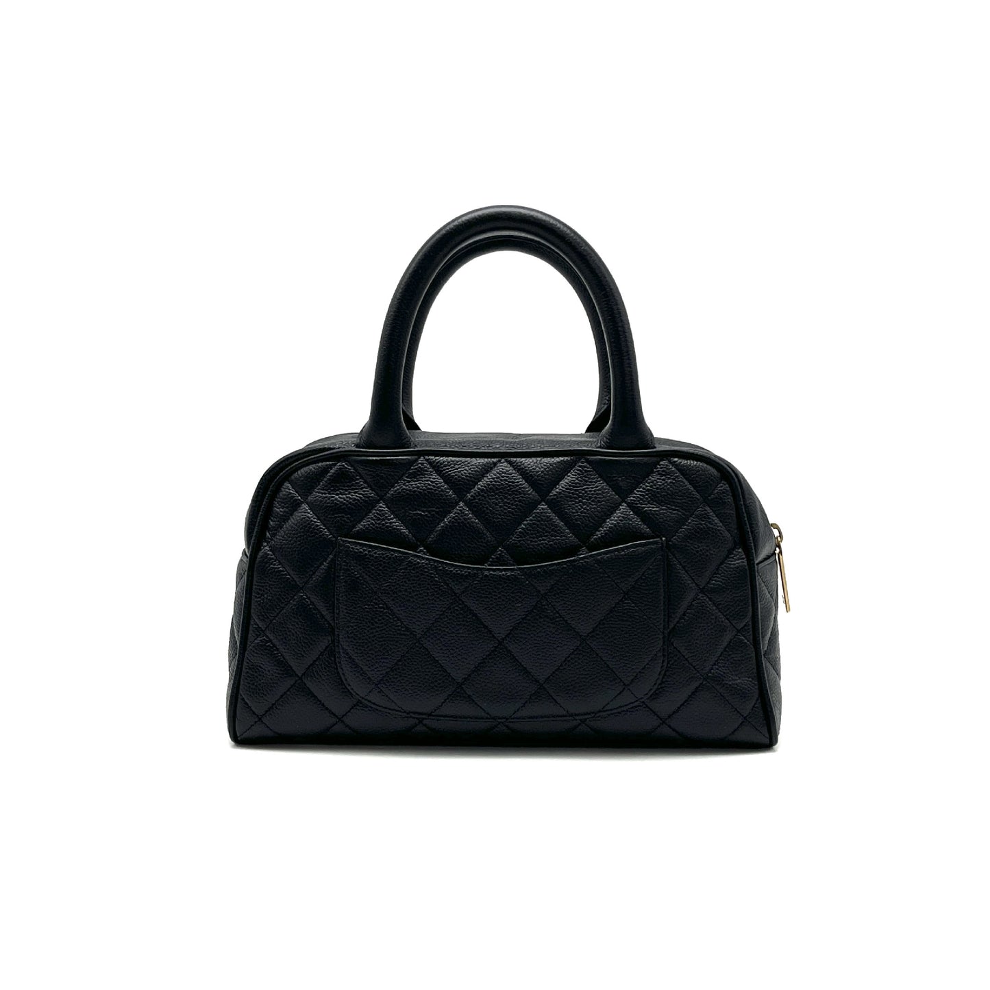 CHANEL Matelasse Deca Coco Mark Caviar Skin Hand Mini Boston Bag