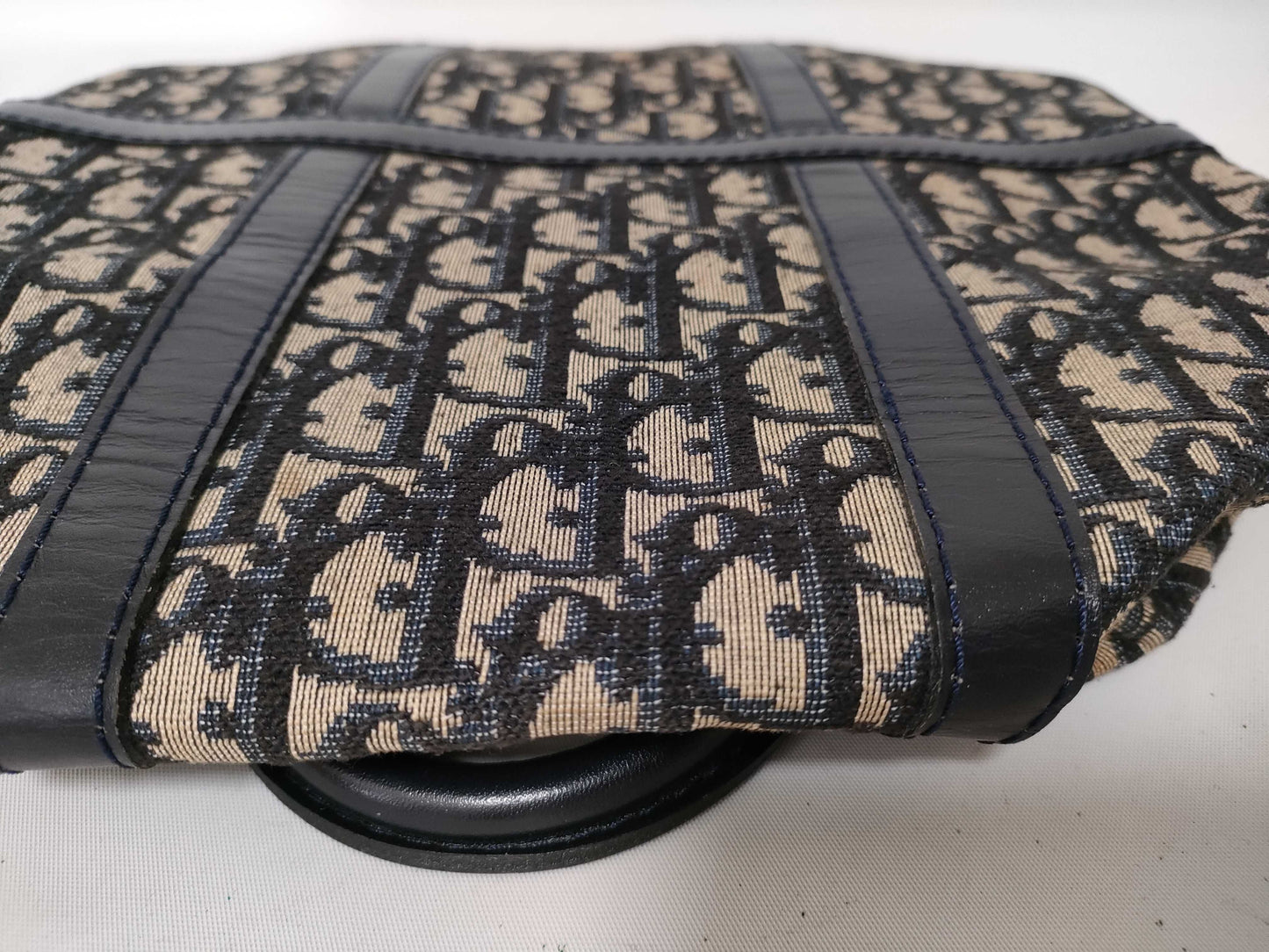 Dior Trotter Mini Boston Bag, Trotter Pattern, Navy Blue Canvas Boston Bag