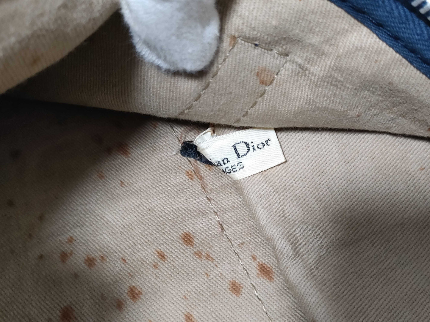 Dior Trotter Mini Boston Bag, Trotter Pattern, Navy Blue Canvas Boston Bag