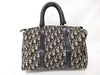 Dior Trotter Mini Boston Bag, Trotter Pattern, Navy Blue Canvas Boston Bag