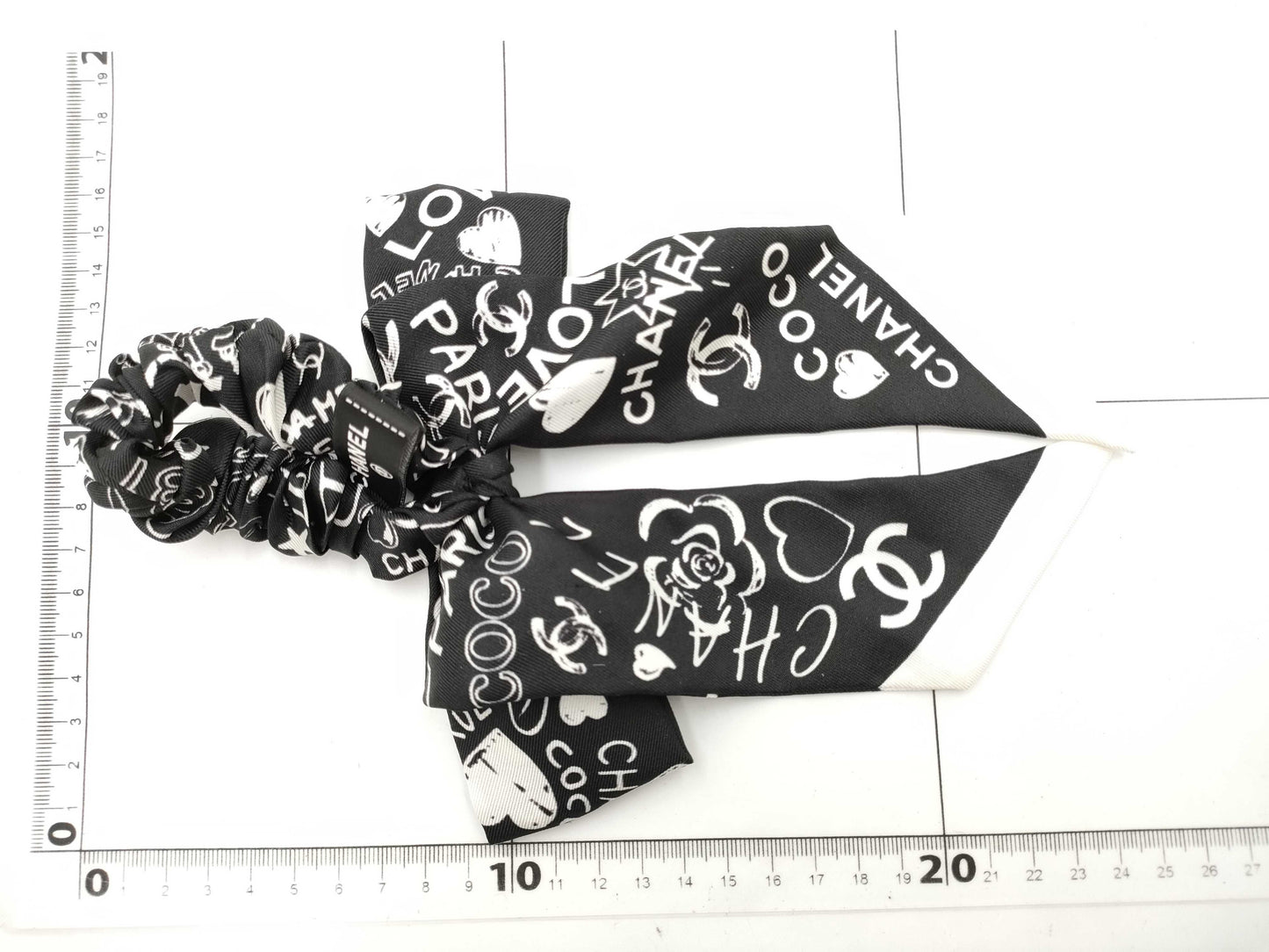 CHANEL CHANEL Coco Mark Scrunchie Black x White Hair Accessory Hair Accessory
