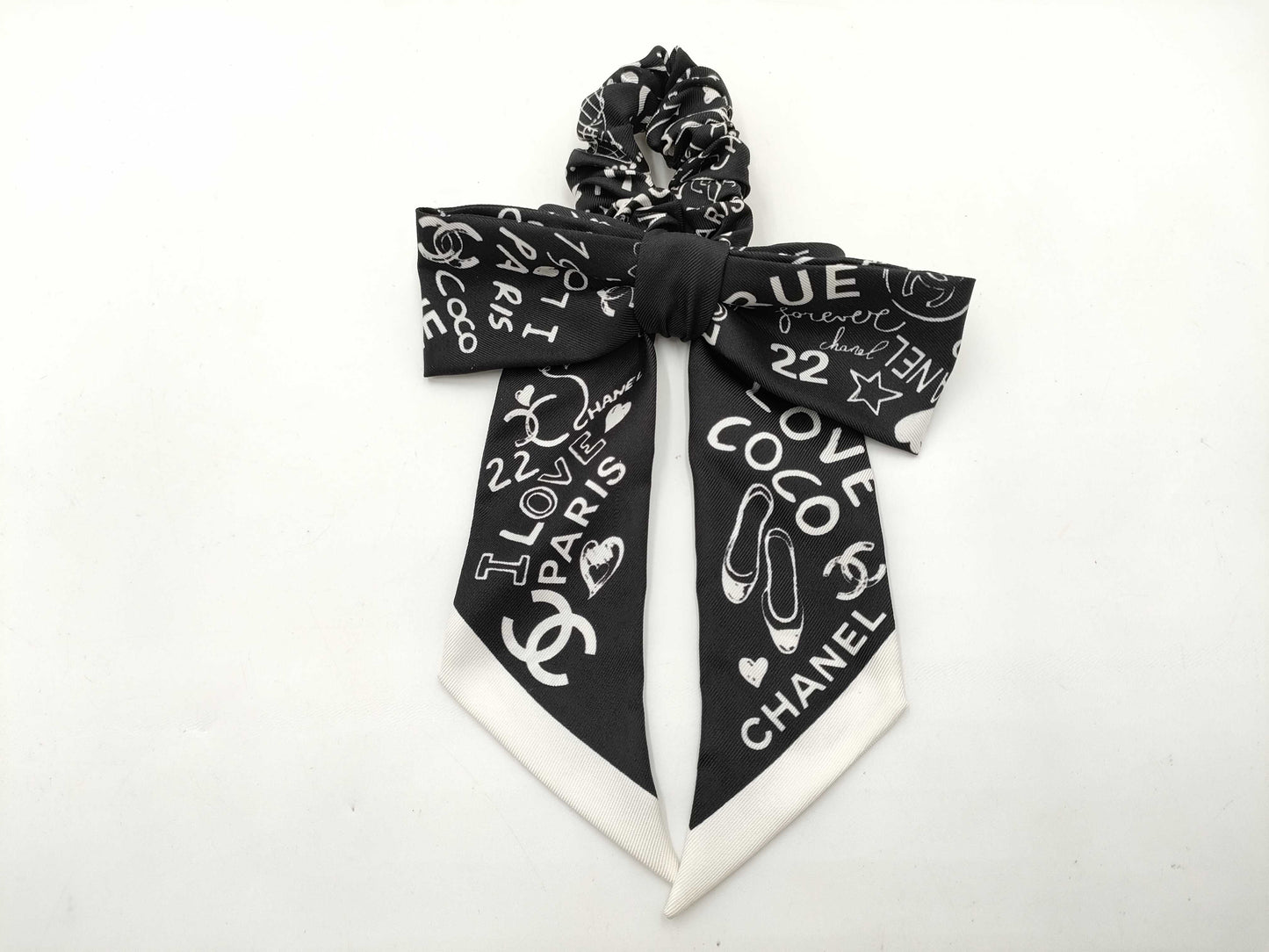 CHANEL CHANEL Coco Mark Scrunchie Black x White Hair Accessory Hair Accessory