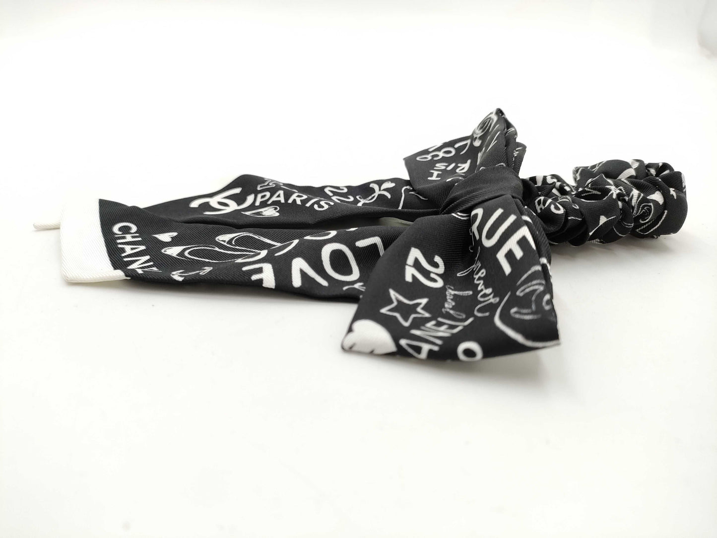 CHANEL CHANEL Coco Mark Scrunchie Black x White Hair Accessory Hair Accessory