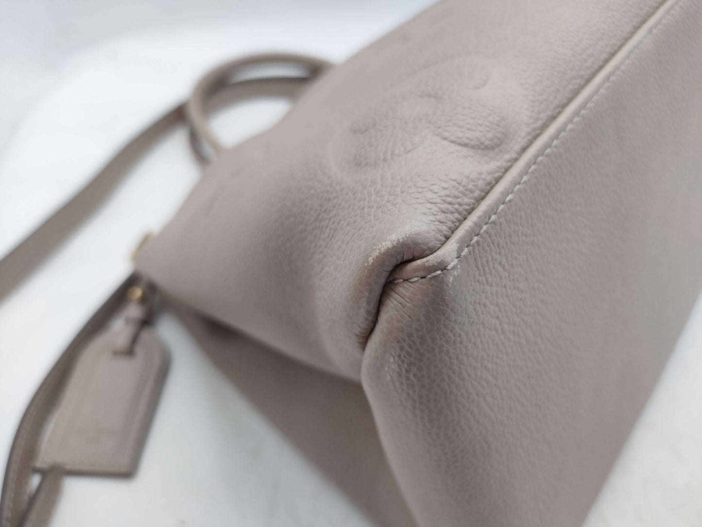 LOUIS VUITTON RFID Verified, Serial Number Unverifiable, Monogram Empreinte Grand Palais MM M45833 Beige Handbag, RFID Enabled