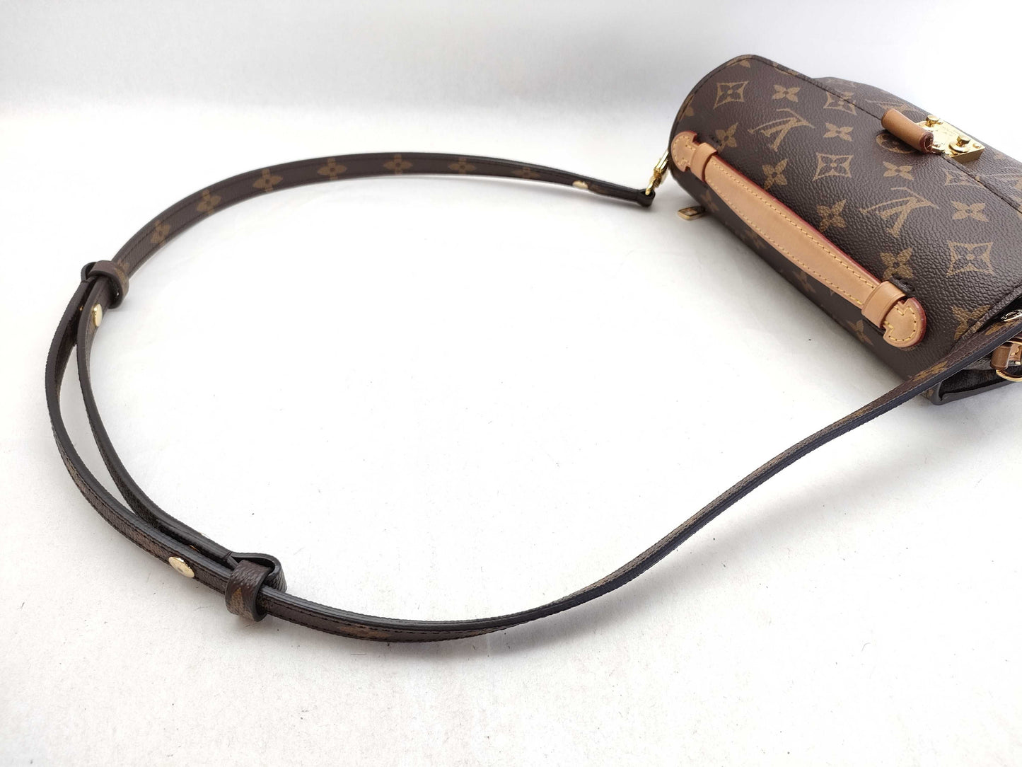 LOUIS VUITTON RFID Verified, Serial Number Unverifiable, Monogram Louis Vuitton Monogram Pochette Metis EW M46279 Brown RFID Enabled Shoulder Bag