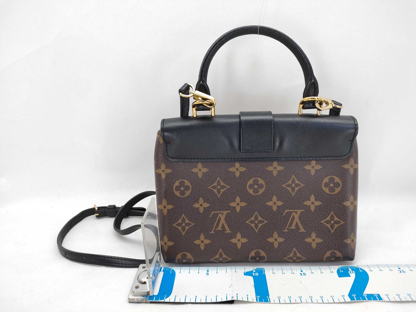 LOUIS VUITTON RFID Verified, Serial Number Unverifiable, Monogram Louis Vuitton Rocky BB M44141 Black x Brown RFID Enabled Handbag