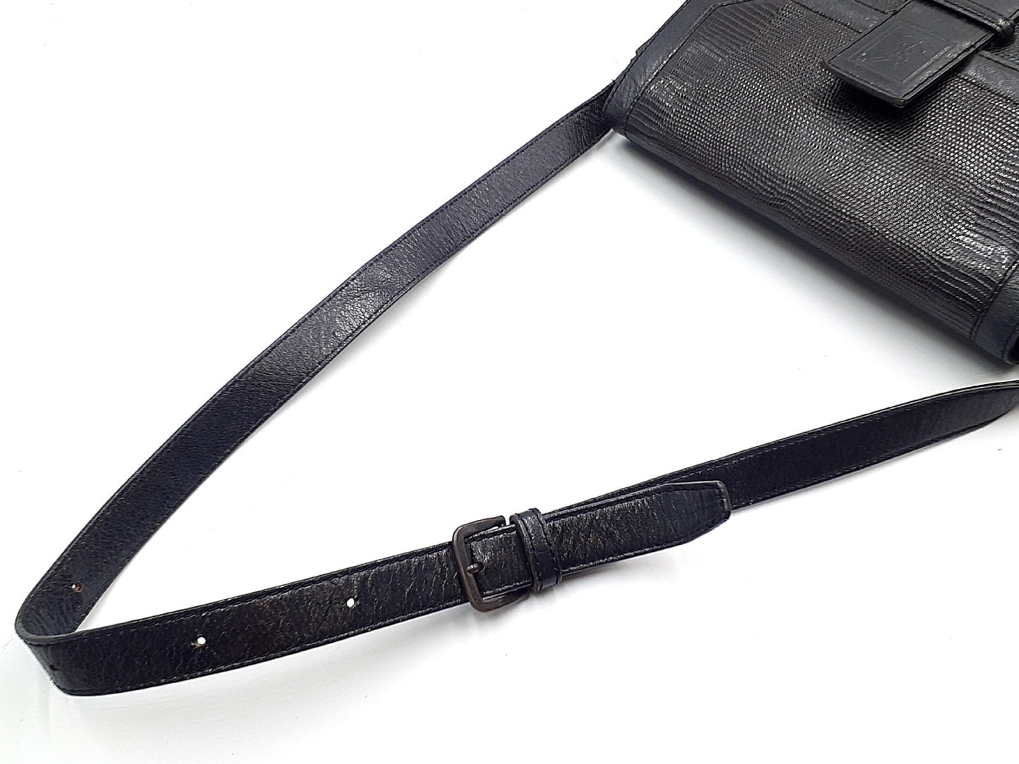 Yves Saint Laurent YSL logo lizard leather shoulder bag