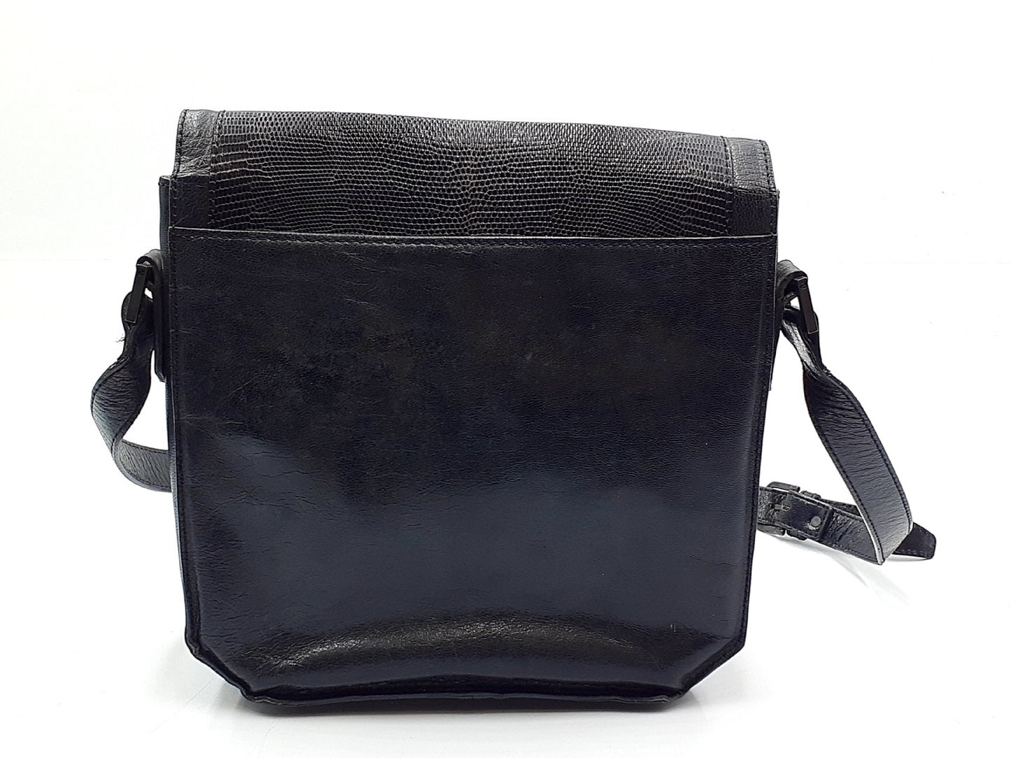 Yves Saint Laurent YSL logo lizard leather shoulder bag