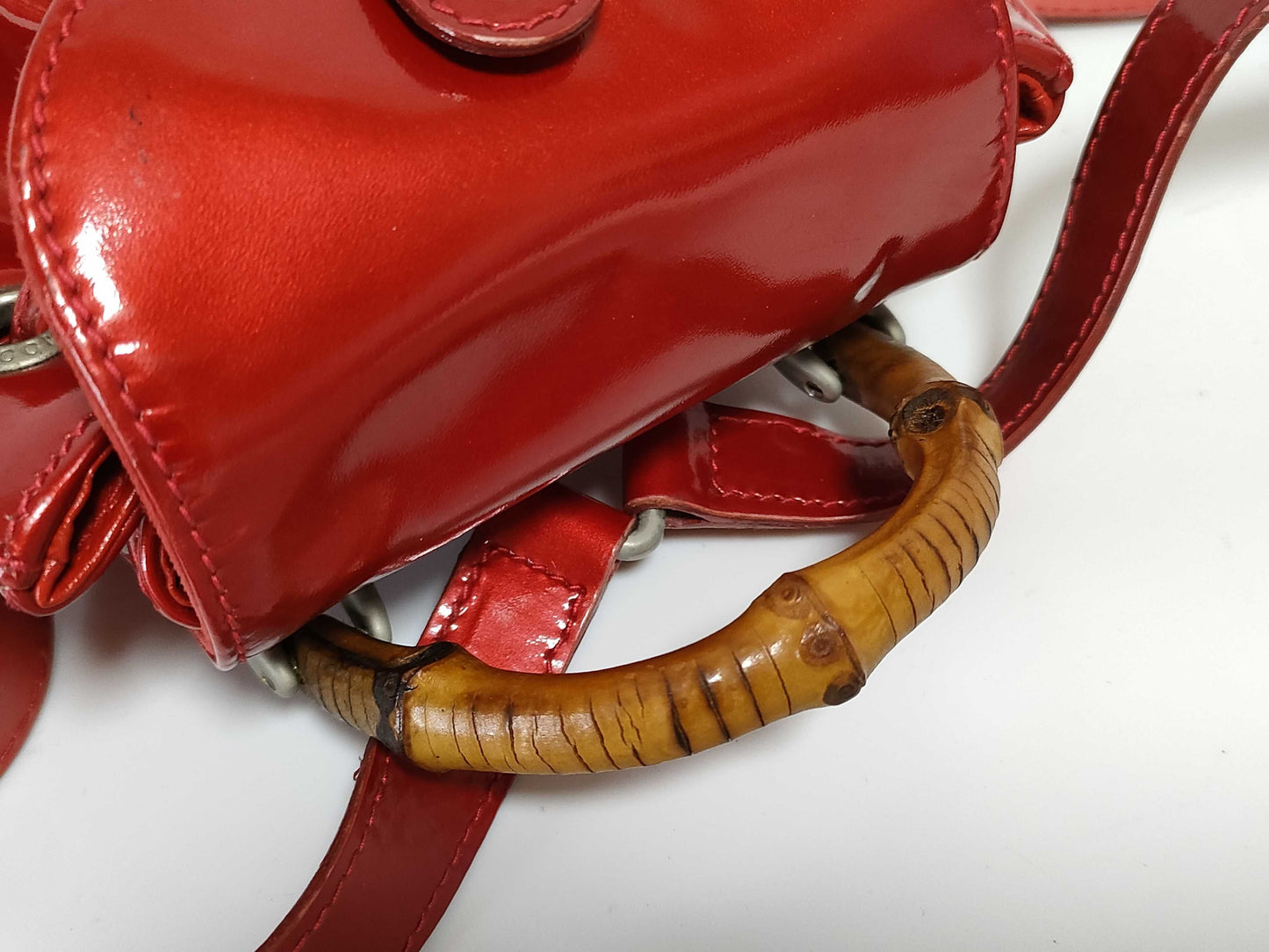 GUCCI Bamboo Backpack in Patent Leather
