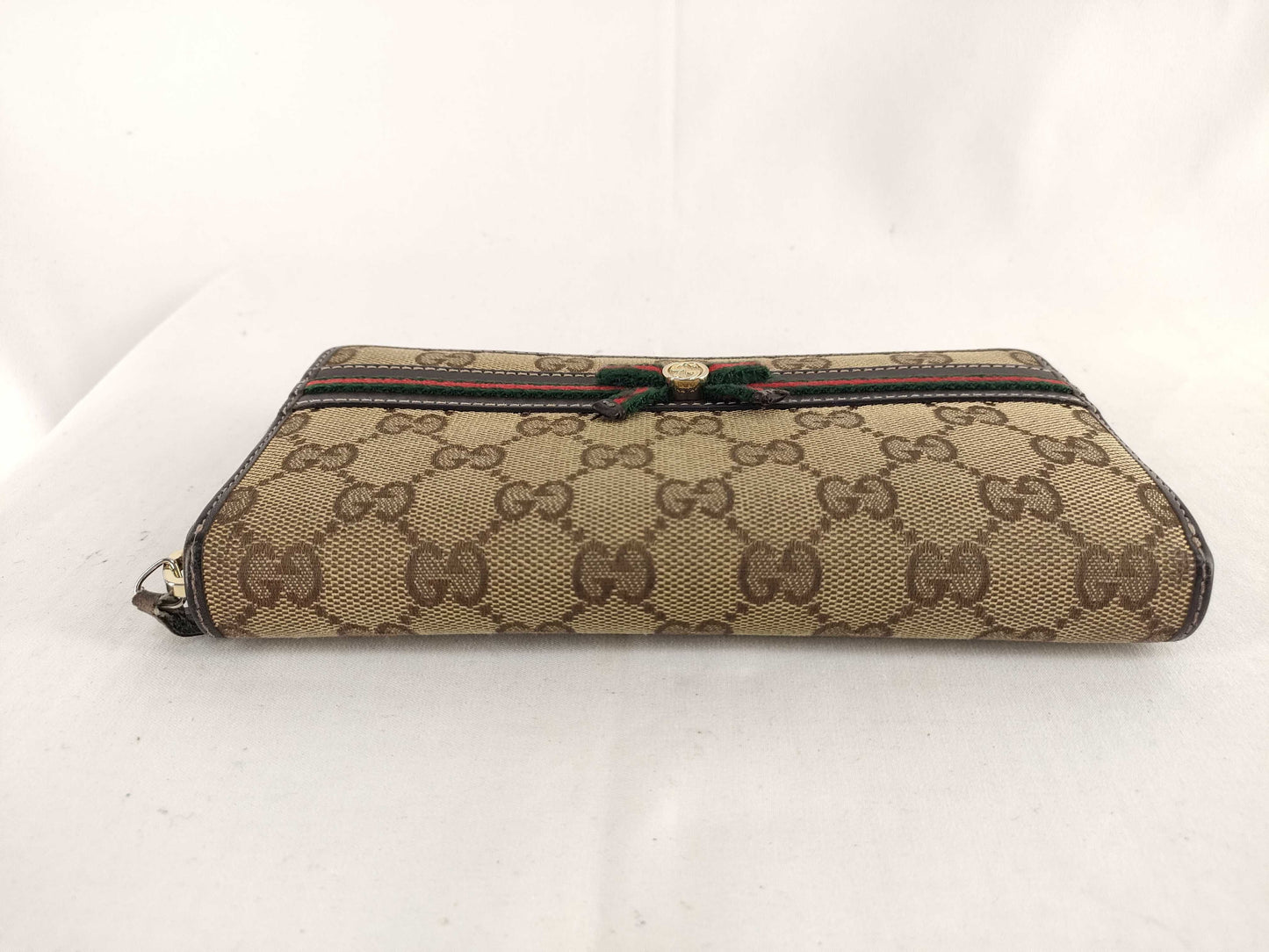 GUCCI GUCCI Long Wallet Round Zip GG Canvas Sherry Line Wallet