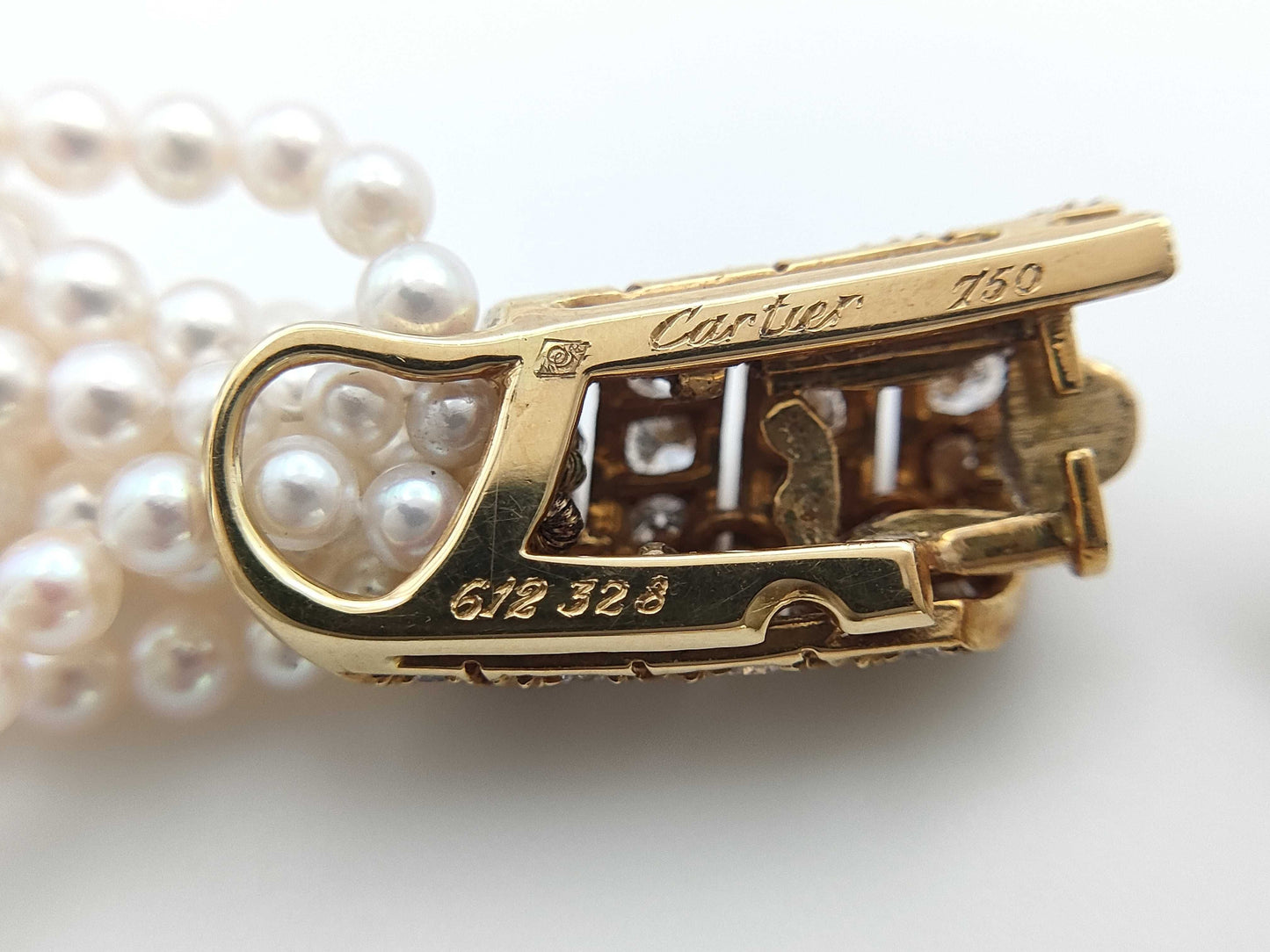 Cartier Pearl and Diamond Necklace, Yellow Gold 750, 15.3g