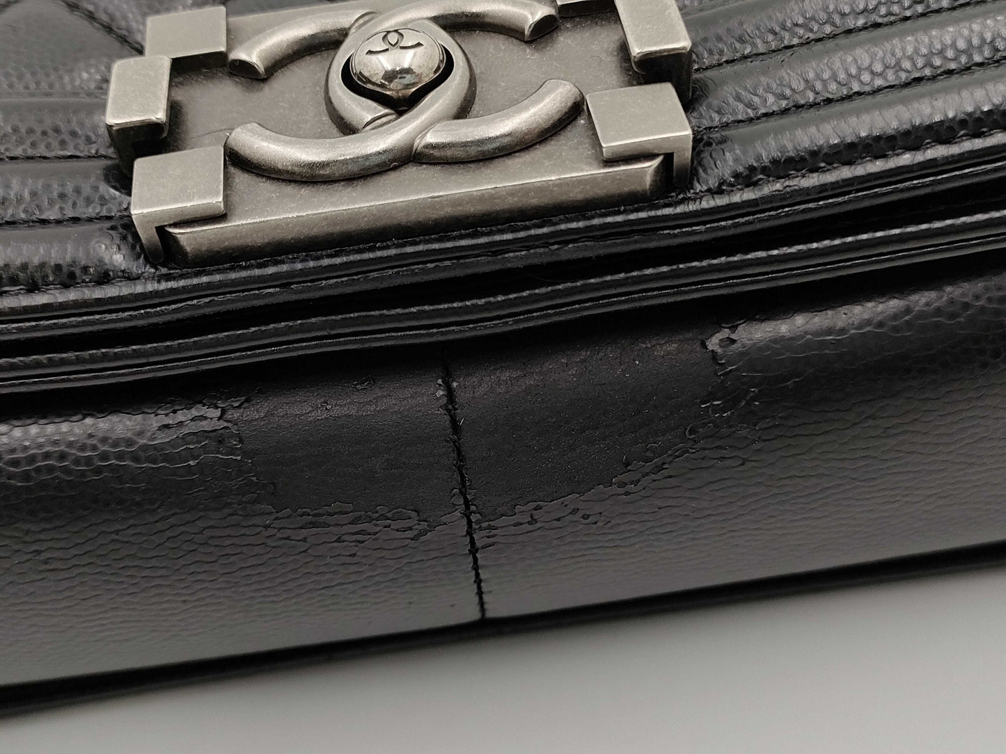 CHANEL Boy Chanel 25 Matelasse Caviar Leather Black with Silver Hardware A67086 29 Series Shoulder Bag