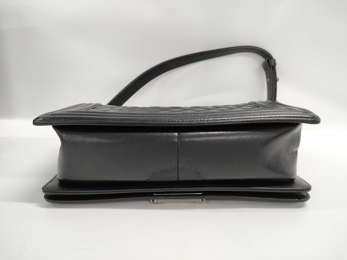 CHANEL Boy Chanel 25 Matelasse Caviar Leather Black with Silver Hardware A67086 29 Series Shoulder Bag