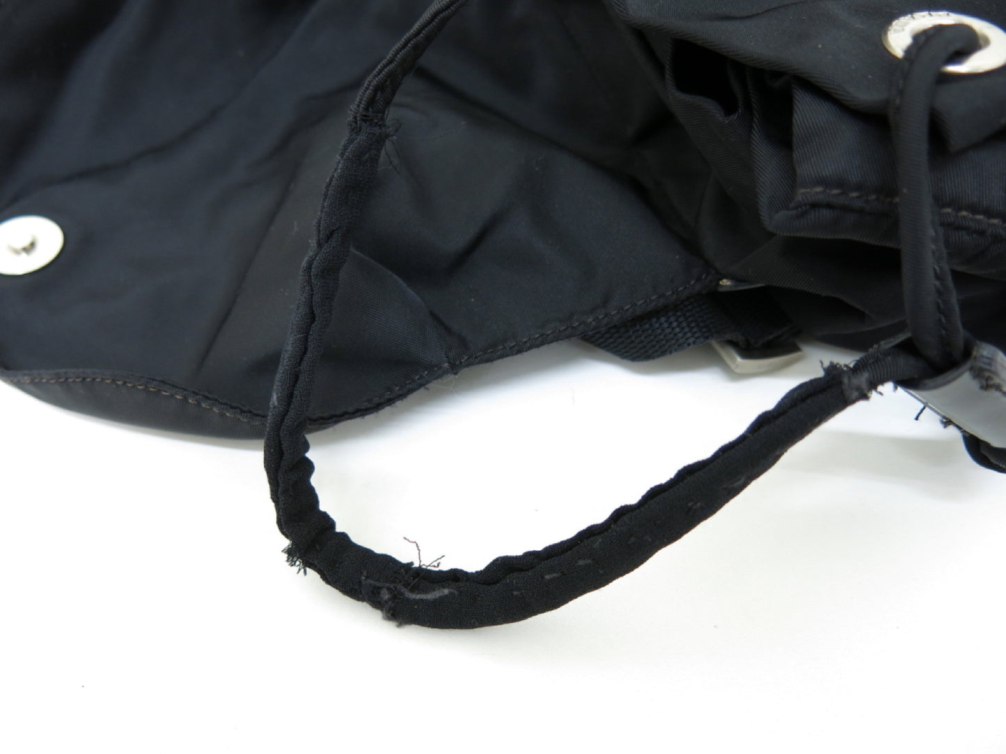 PRADA PRADA Prada Two-Point Triangle Logo Plate Pocono Nylon Backpack Black/Light Blue