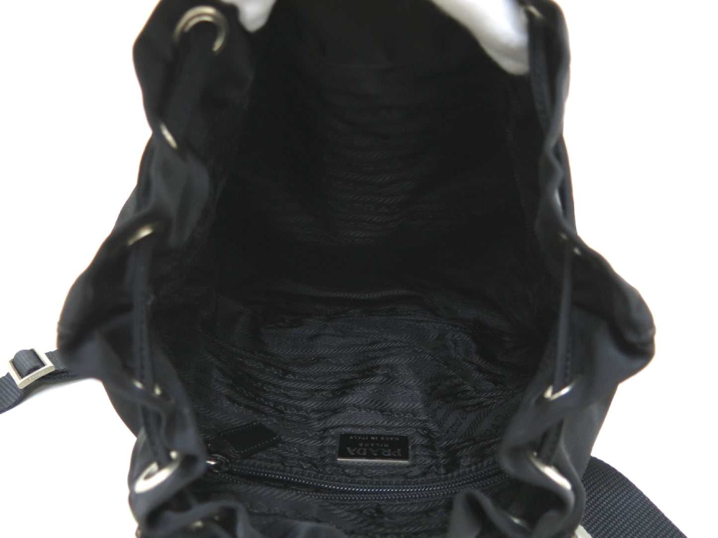 PRADA PRADA Prada Two-Point Triangle Logo Plate Pocono Nylon Backpack Black/Light Blue