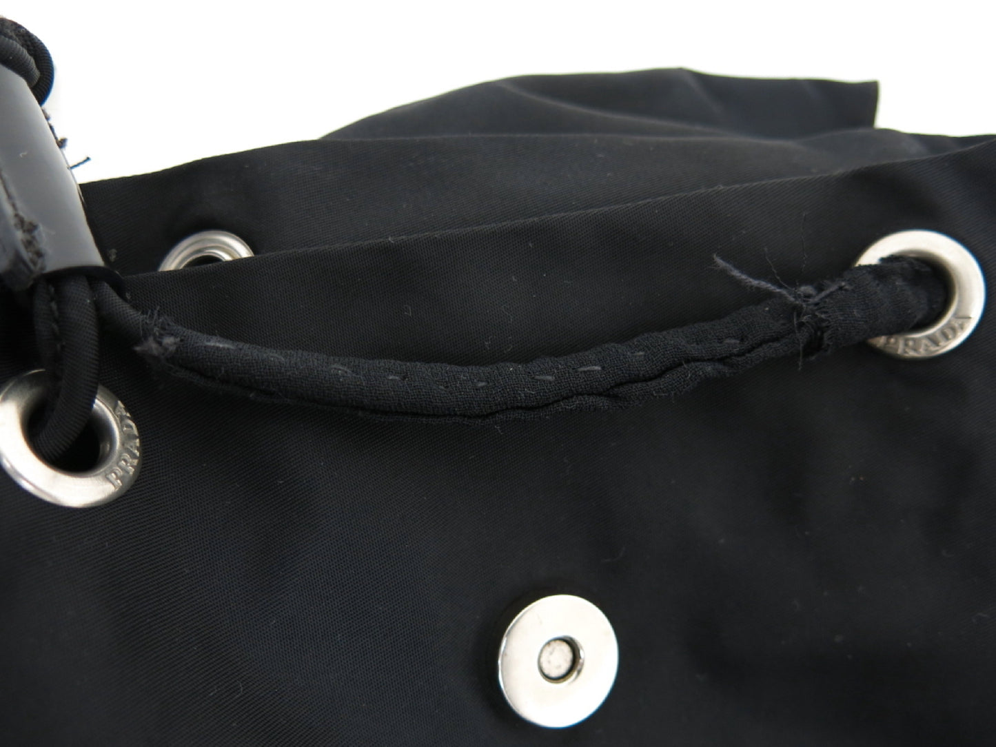PRADA PRADA Prada Two-Point Triangle Logo Plate Pocono Nylon Backpack Black/Light Blue