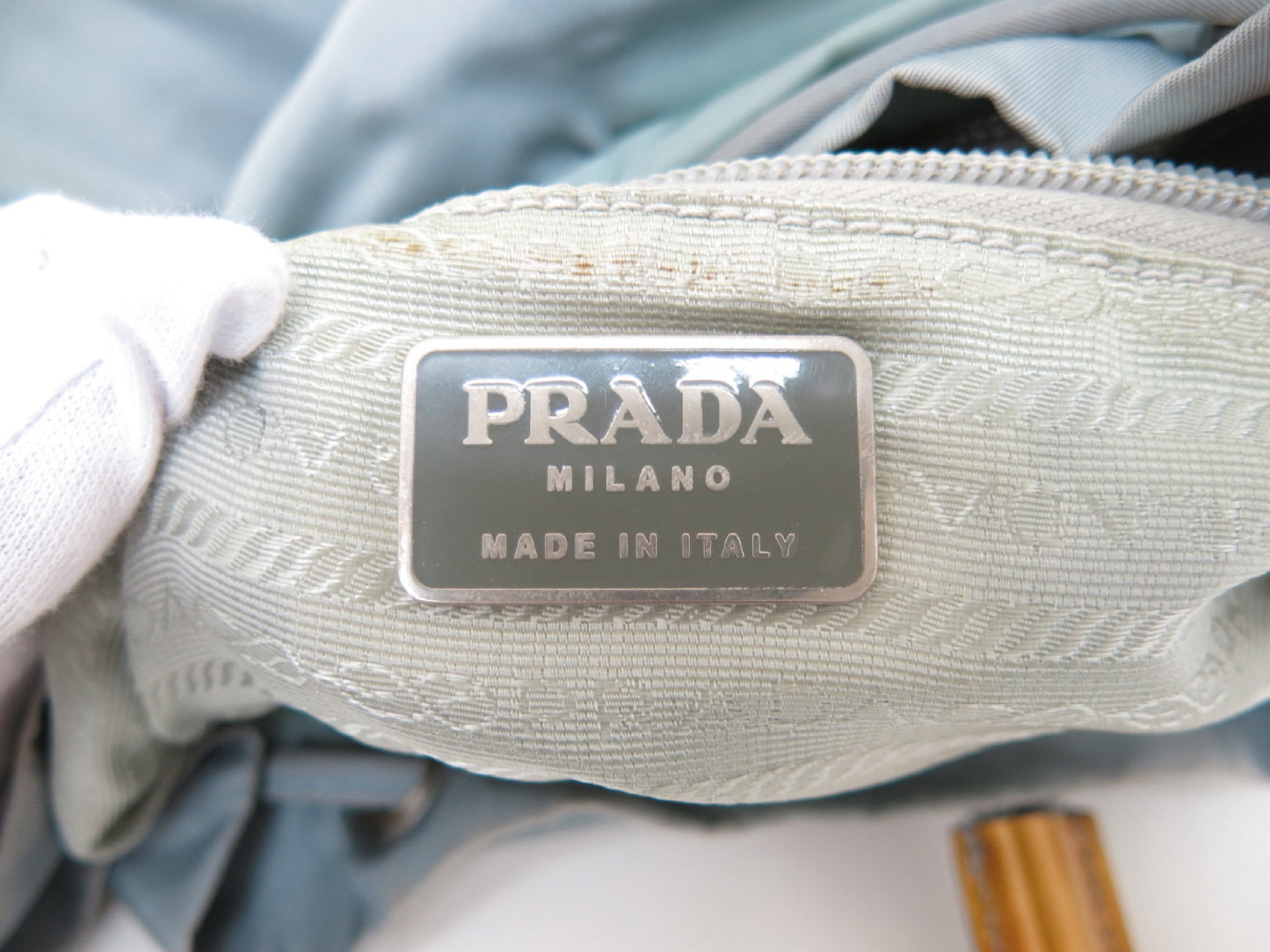 PRADA PRADA Prada Two-Point Triangle Logo Plate Pocono Nylon Backpack Black/Light Blue