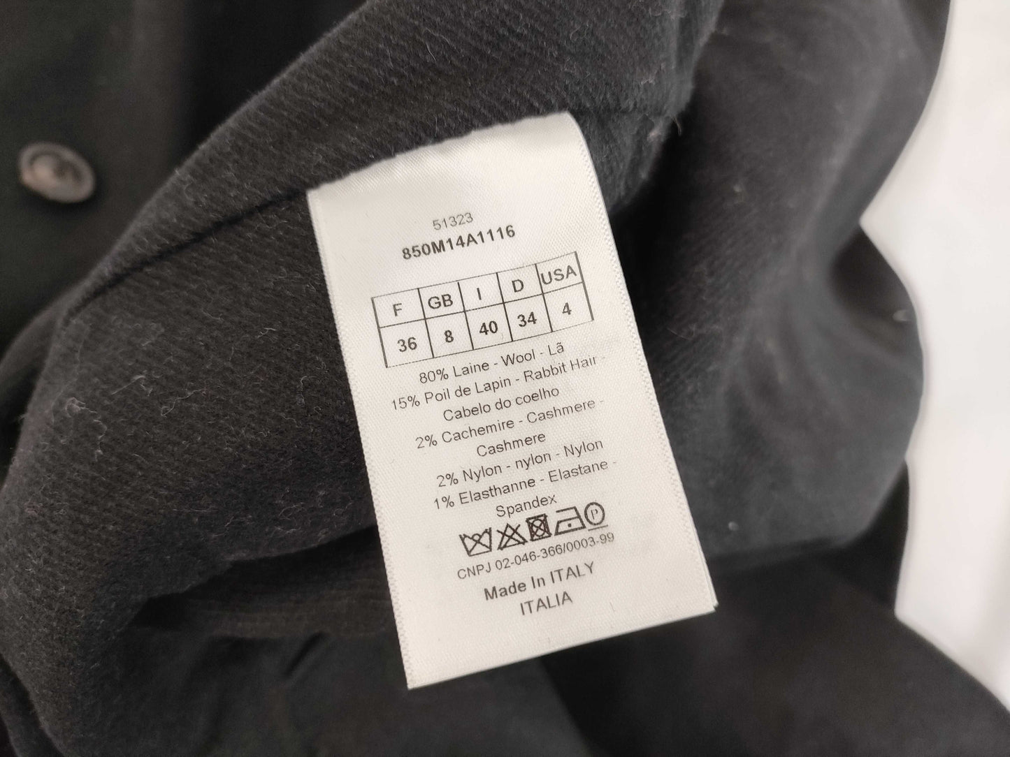 Dior Christian Dior 2018AW 850M14A1116 Hooded Coat, Double Breasted, Black, Size 36