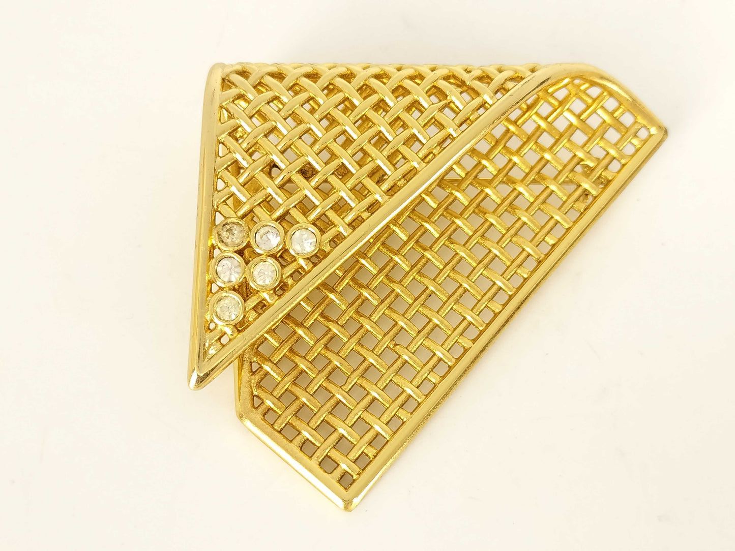 Dior Christian Dior Gold Rhinestone Brooch Jewelry Brooch