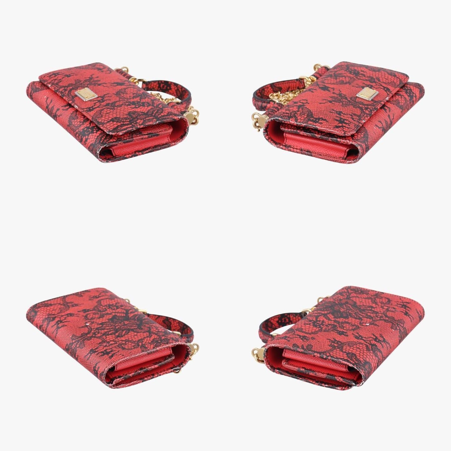 D&G Lace Wallet Mini Red x Black Shoulder Bag