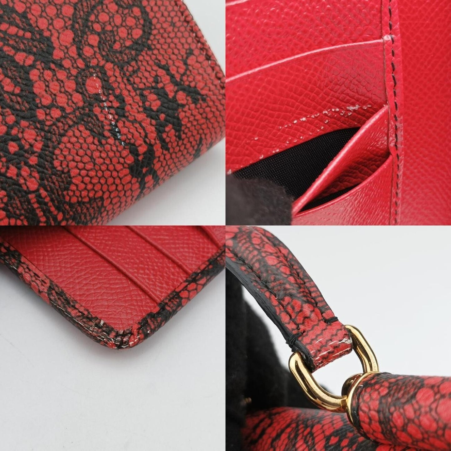 D&G Lace Wallet Mini Red x Black Shoulder Bag