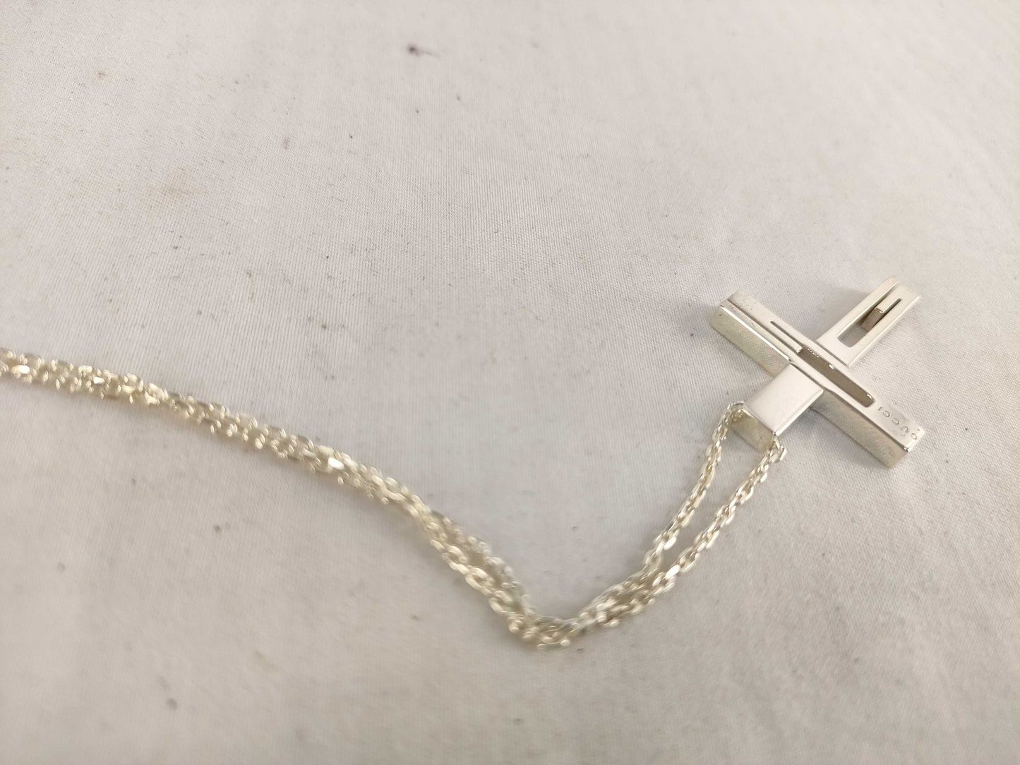 GUCCI GG Cross Silver Necklace