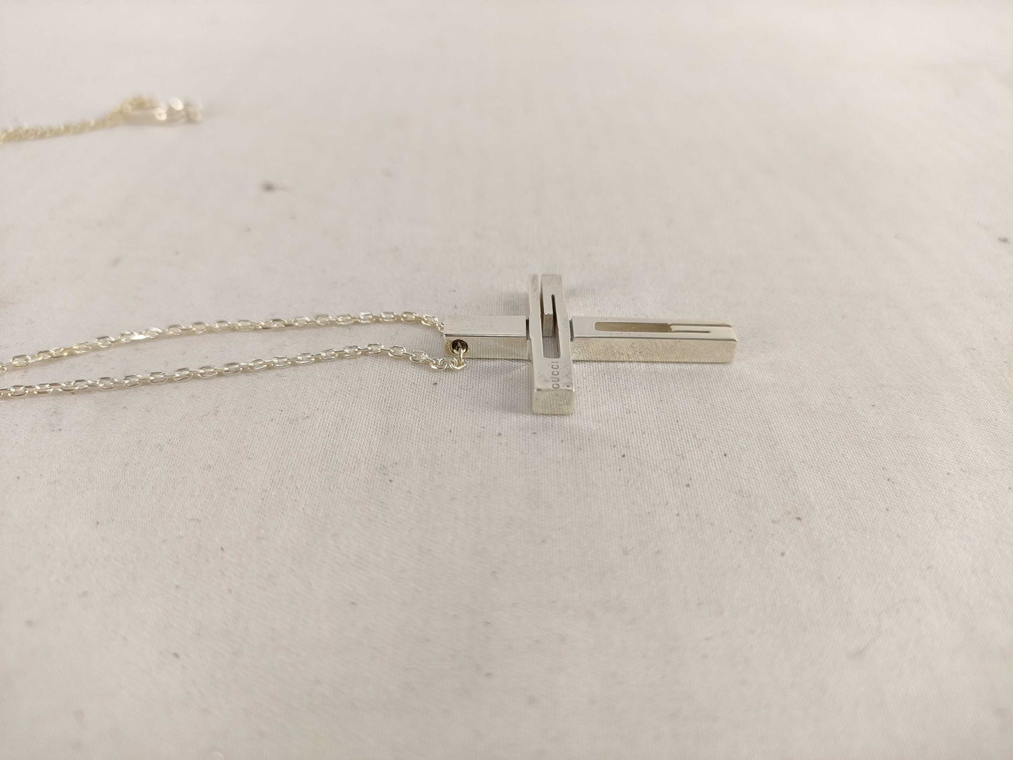 GUCCI GG Cross Silver Necklace