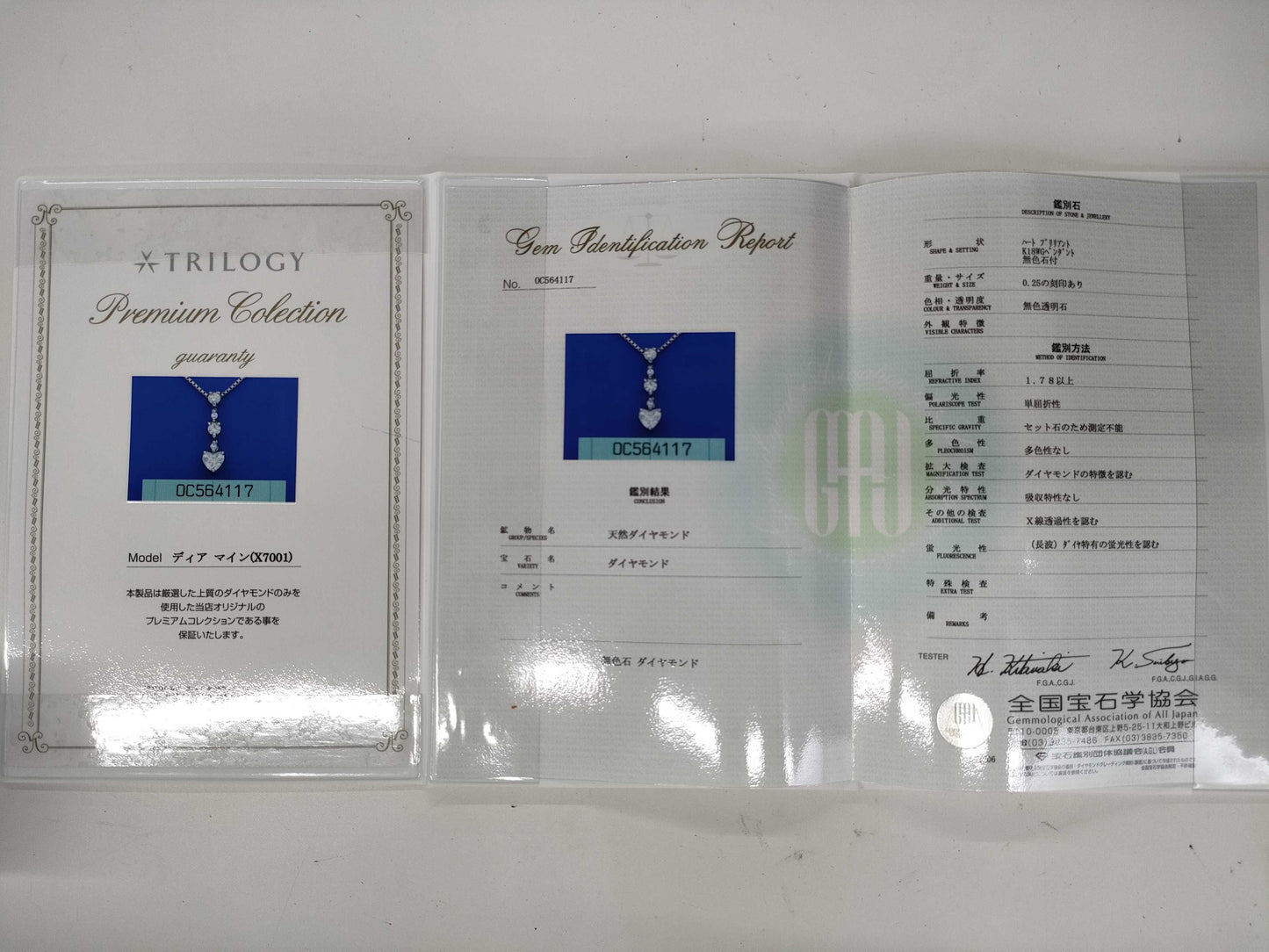 Trilogy D0.25ct K18WG 2.9g Necklace