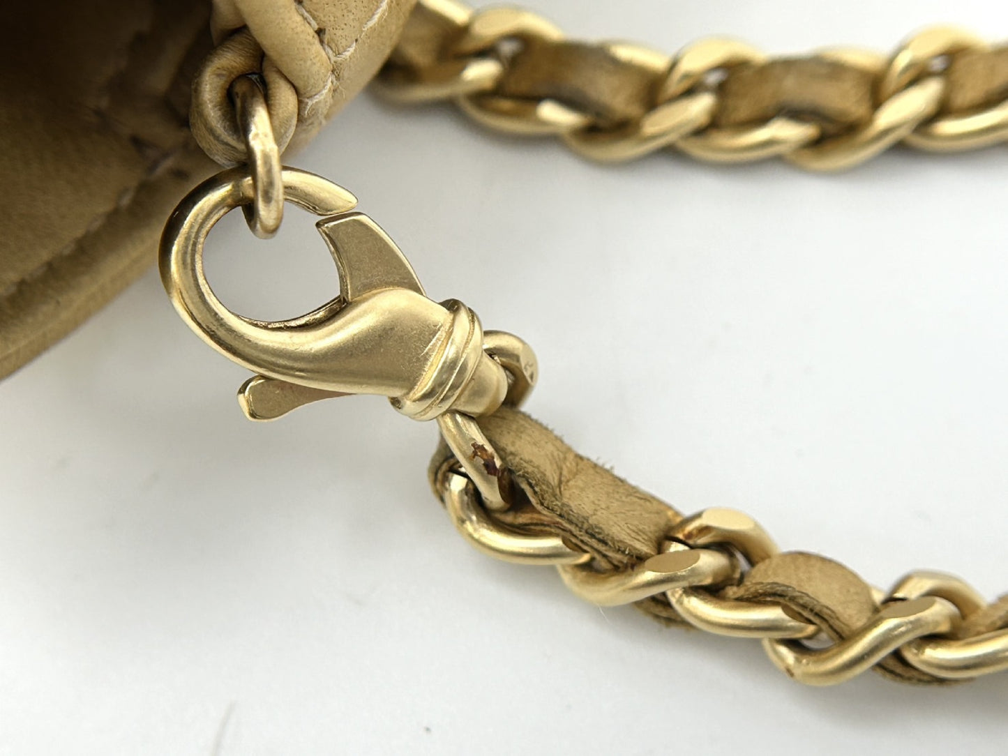 CHANEL CHANEL Chocolate Bar Beige Shoulder Bag with Seal and Shop Seal