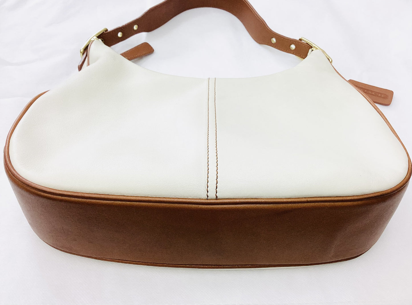 COACH K2W-9342 Ergo Leather Two-Tone Off-White/Brown Handbag