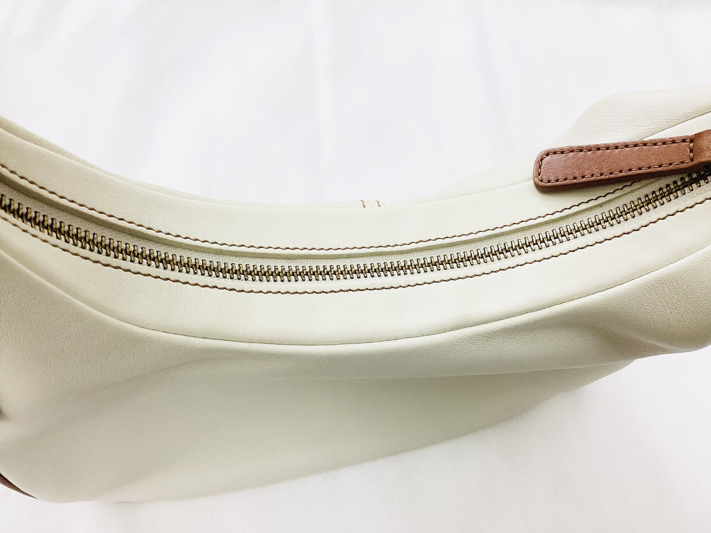 COACH K2W-9342 Ergo Leather Two-Tone Off-White/Brown Handbag