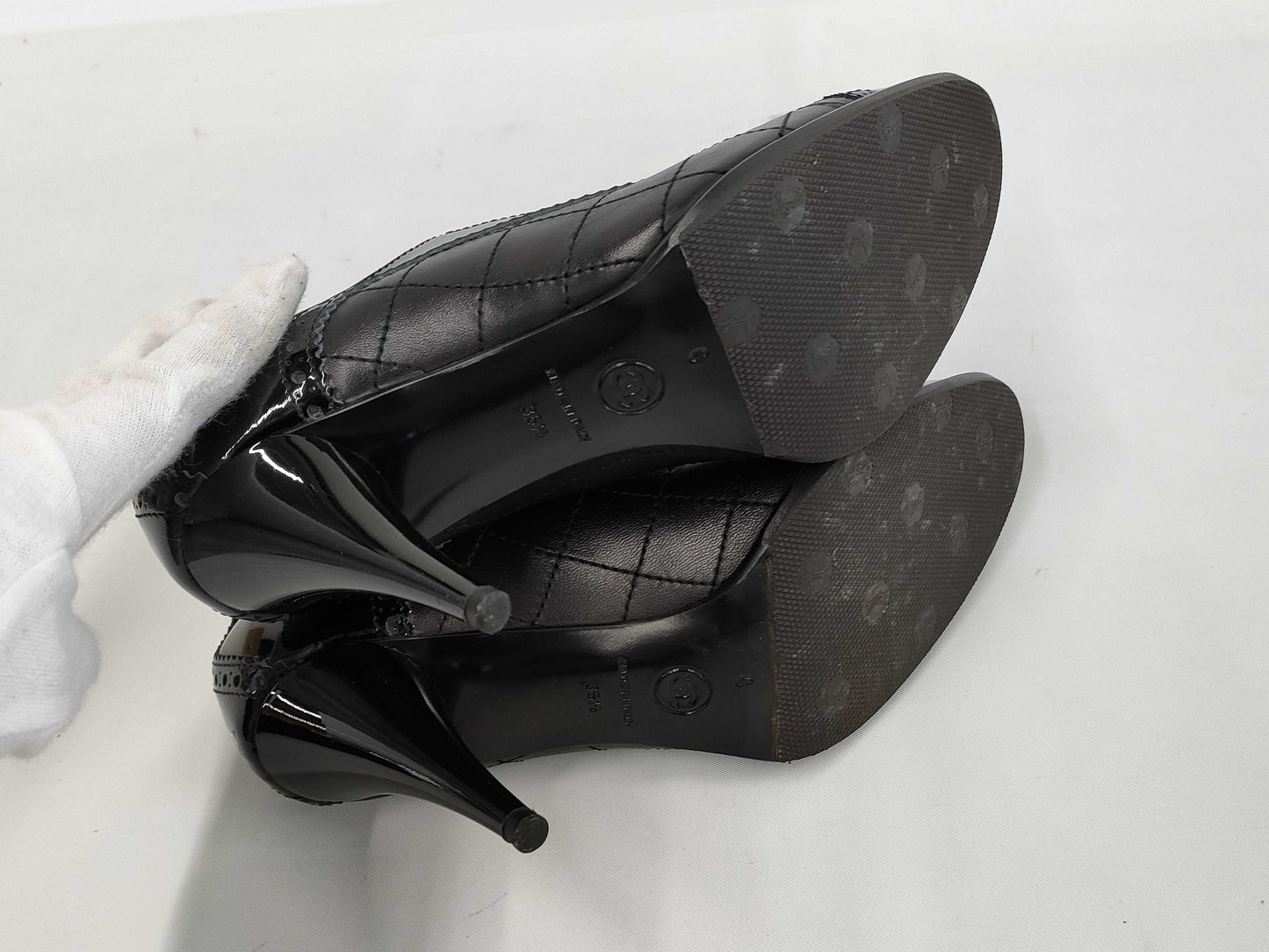 CHANEL CHANEL Leather Patent Matelasse Bootie Pumps Heels Shoes Size 35 1/2 Other Shoes