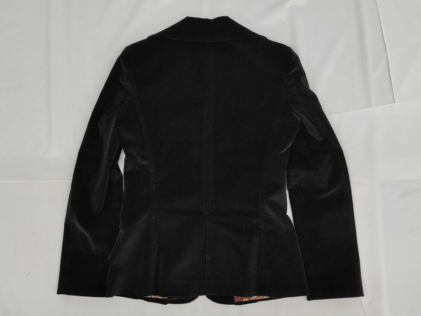 DOLCE & GABBANA Velvet Tailored Jacket, Floral Print, Black, Size 42