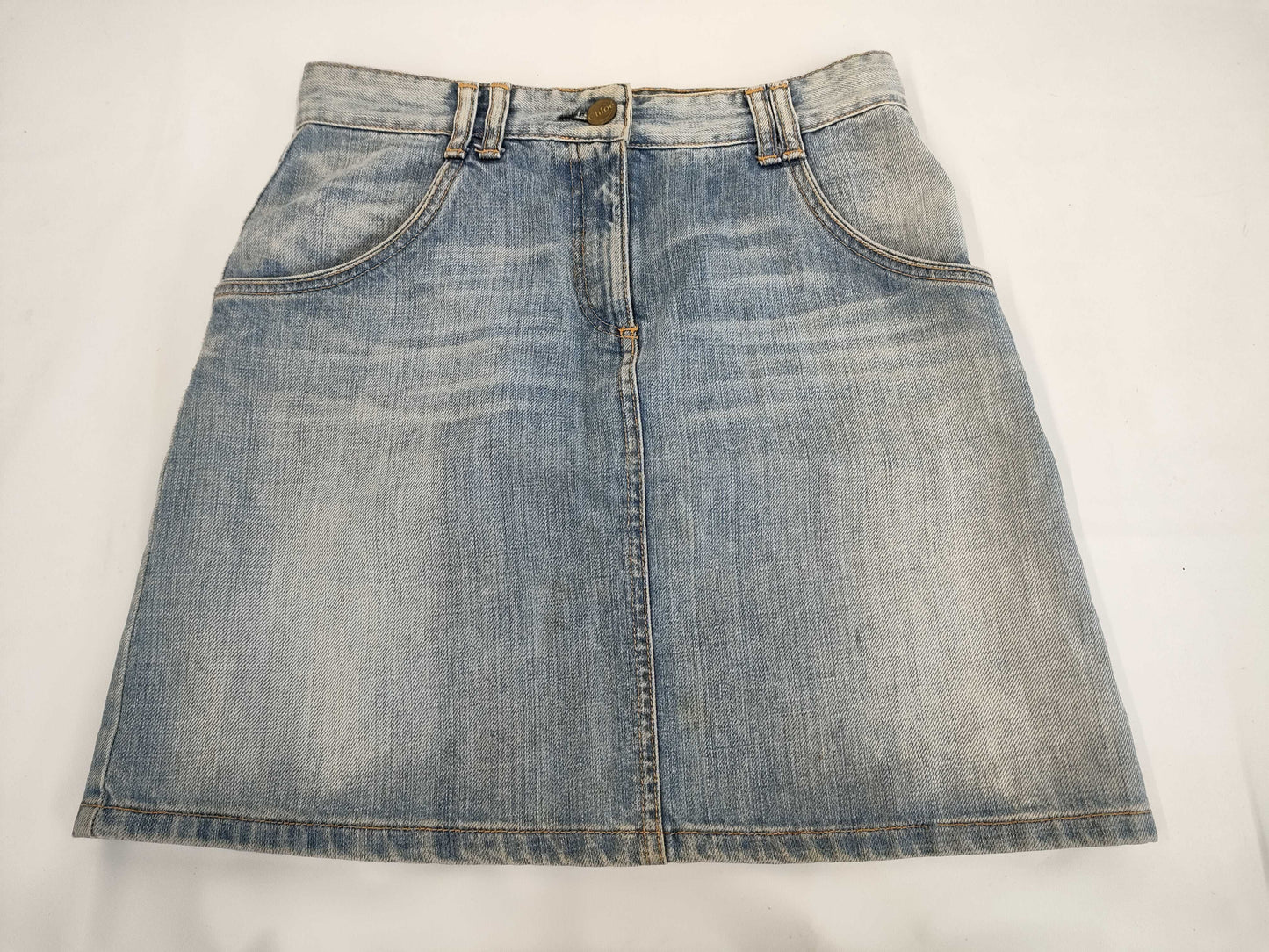 Chloe Chloe Short Denim Skirt Logo Patch Size 36 Skirt
