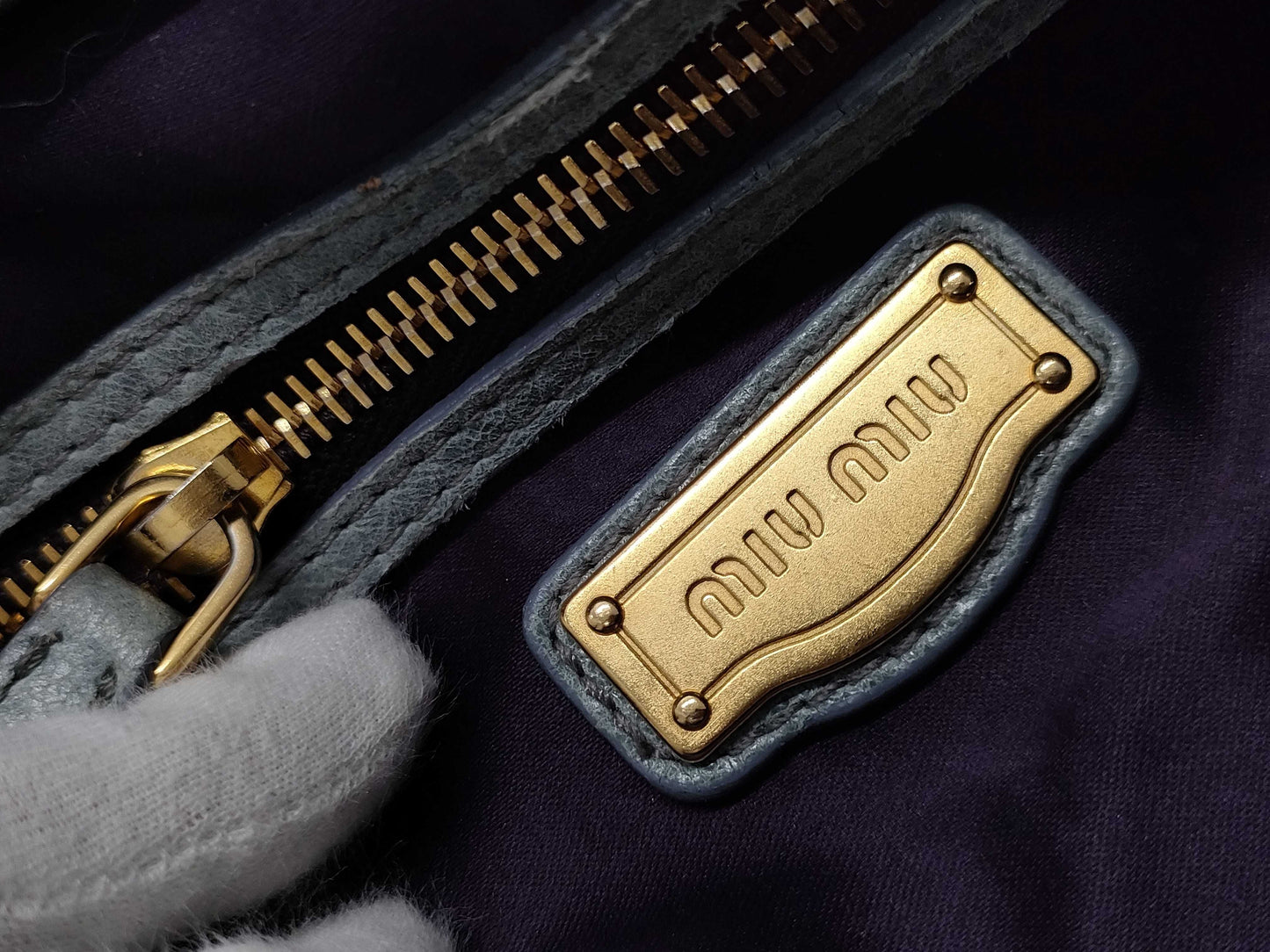 Miu Miu Miu Miu Miu Handbag 2-way Shoulder Bag Leather Khaki Gray Bag