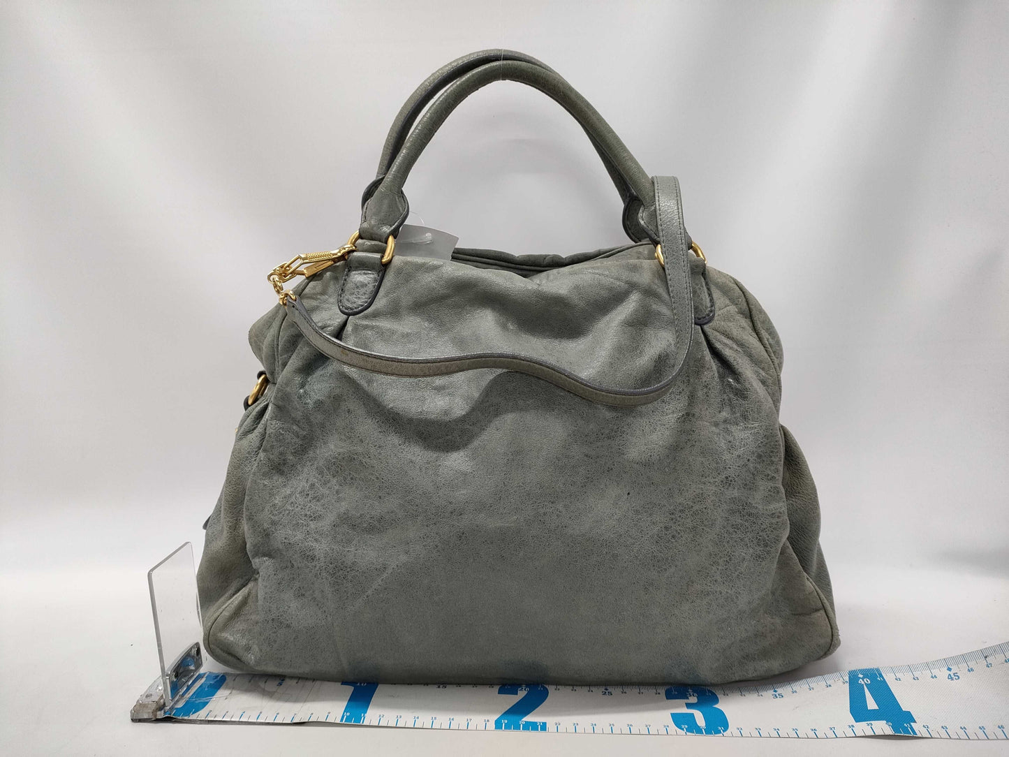 Miu Miu Miu Miu Miu Handbag 2-way Shoulder Bag Leather Khaki Gray Bag