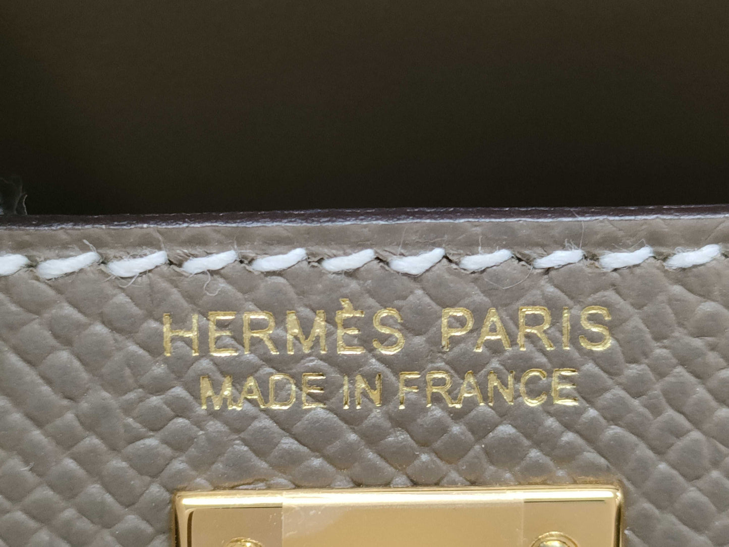 HERMES Mini Kelly II Etoupe Epsom Gold Hardware B Stamp Handbag