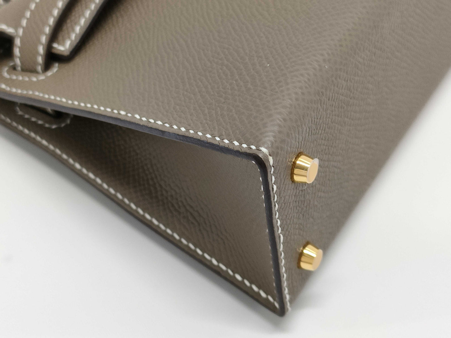 HERMES Mini Kelly II Etoupe Epsom Gold Hardware B Stamp Handbag