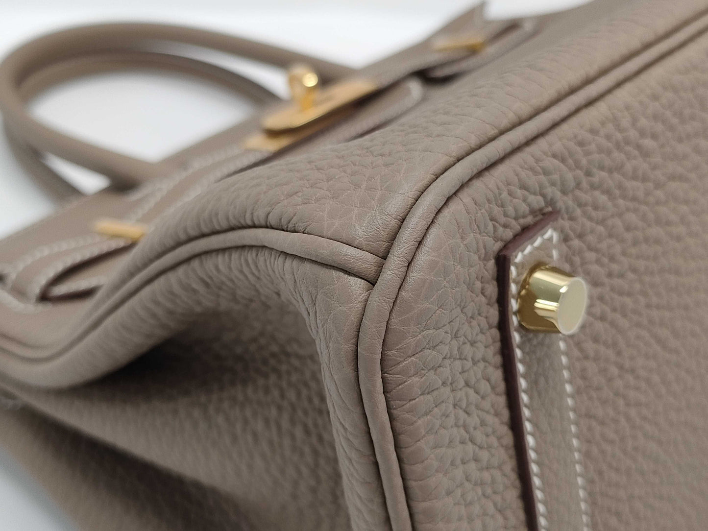 HERMES Birkin 30 Etoupe Togo Gold Hardware W Stamp Handbag