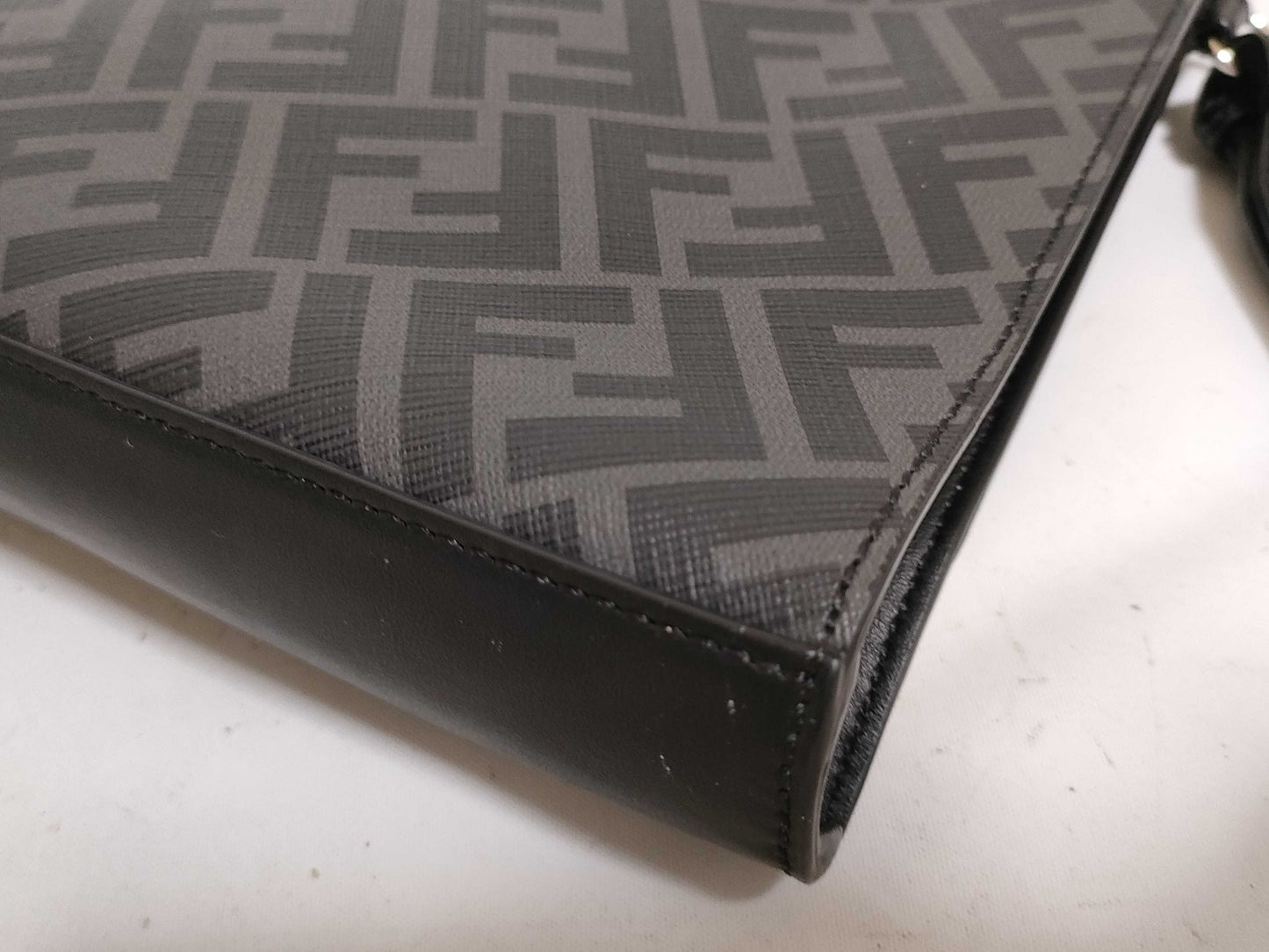 FENDI Zucca PVC and Leather Clutch Bag, Black, 7VA491