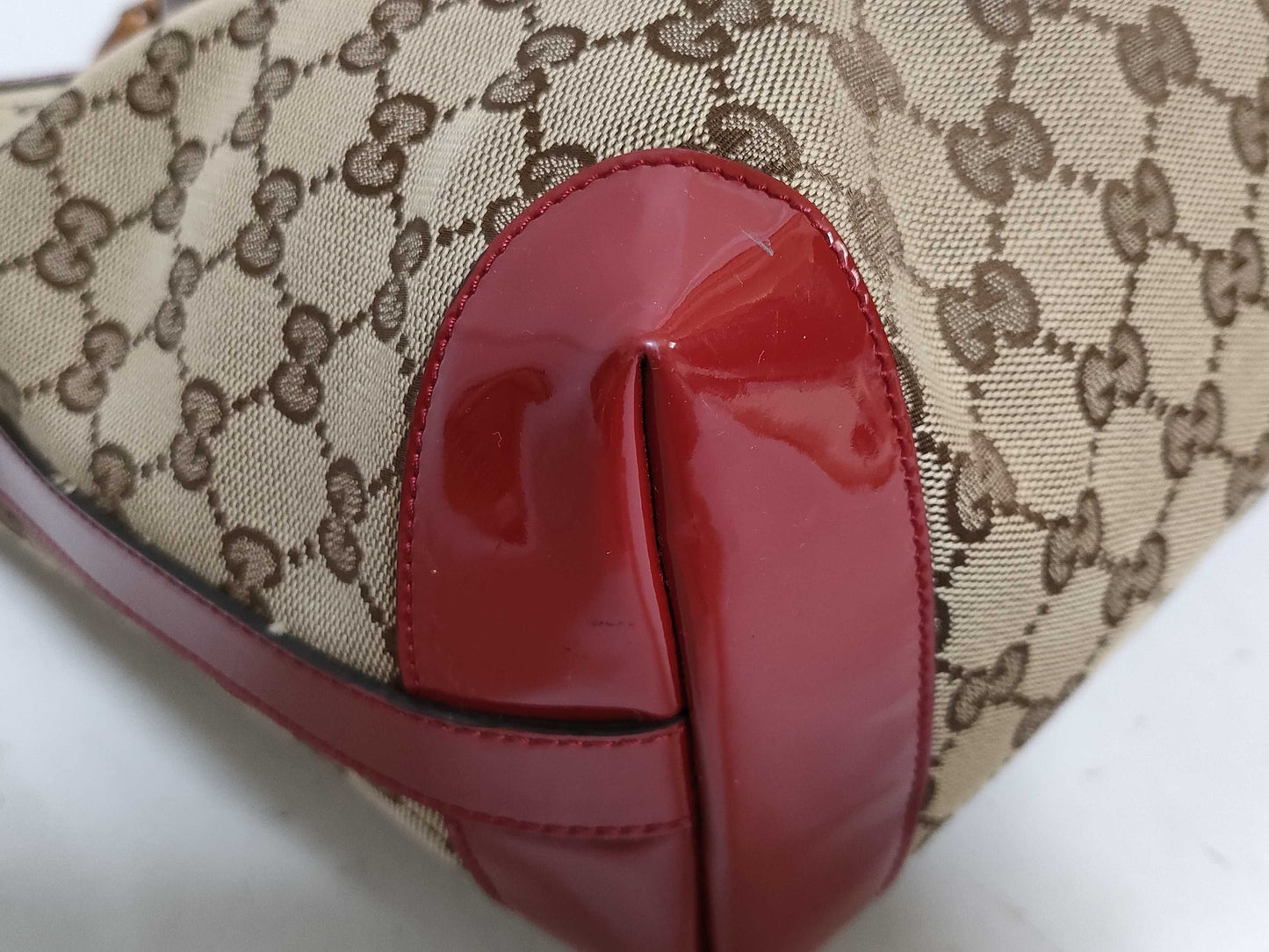 GUCCI GG Canvas Bamboo Handbag Beige 311175