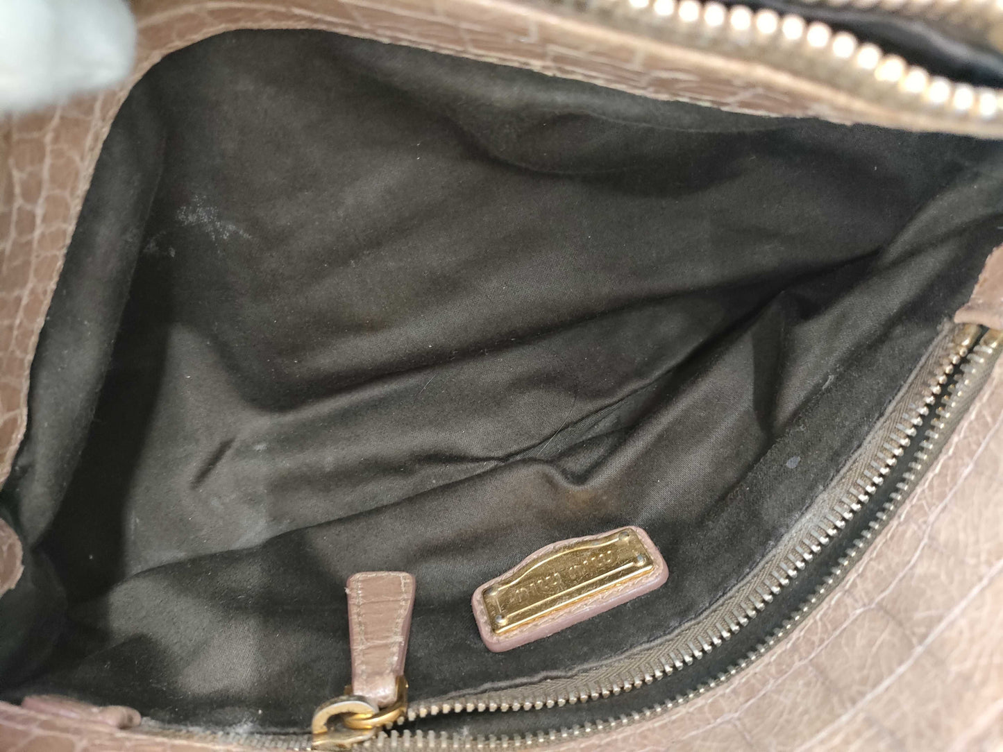 miu miu Miu Miu crocodile embossed handbag beige handbag
